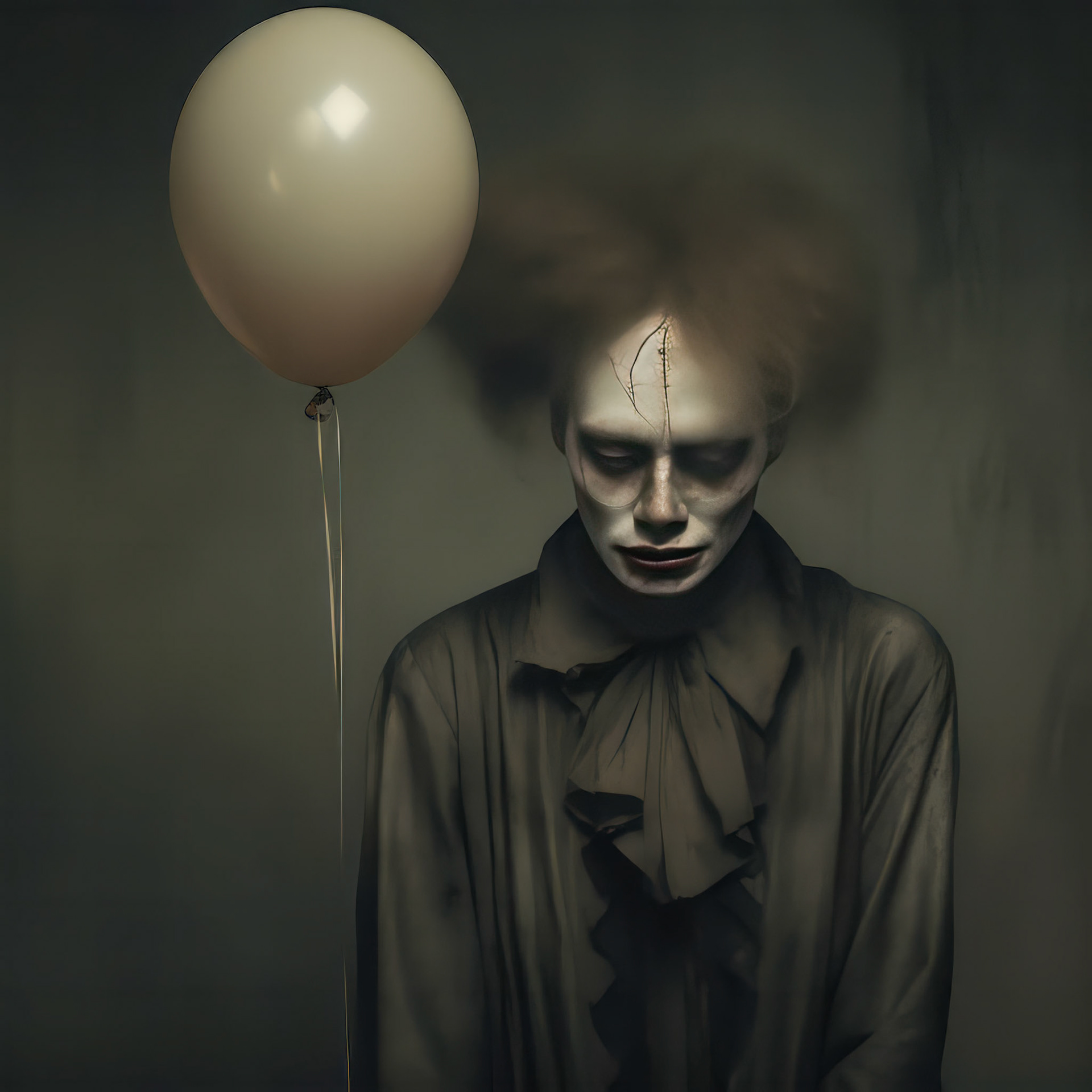 a sad clown cries and smears his makeup. lots of very colorful balloons, strong metallic background, --chaos 20 --style dXYh5GA8XvnR7HD --v 5.2 Job ID: 2f60d6f3-59b0-4376-a6b3-d23a5d9e2d6d