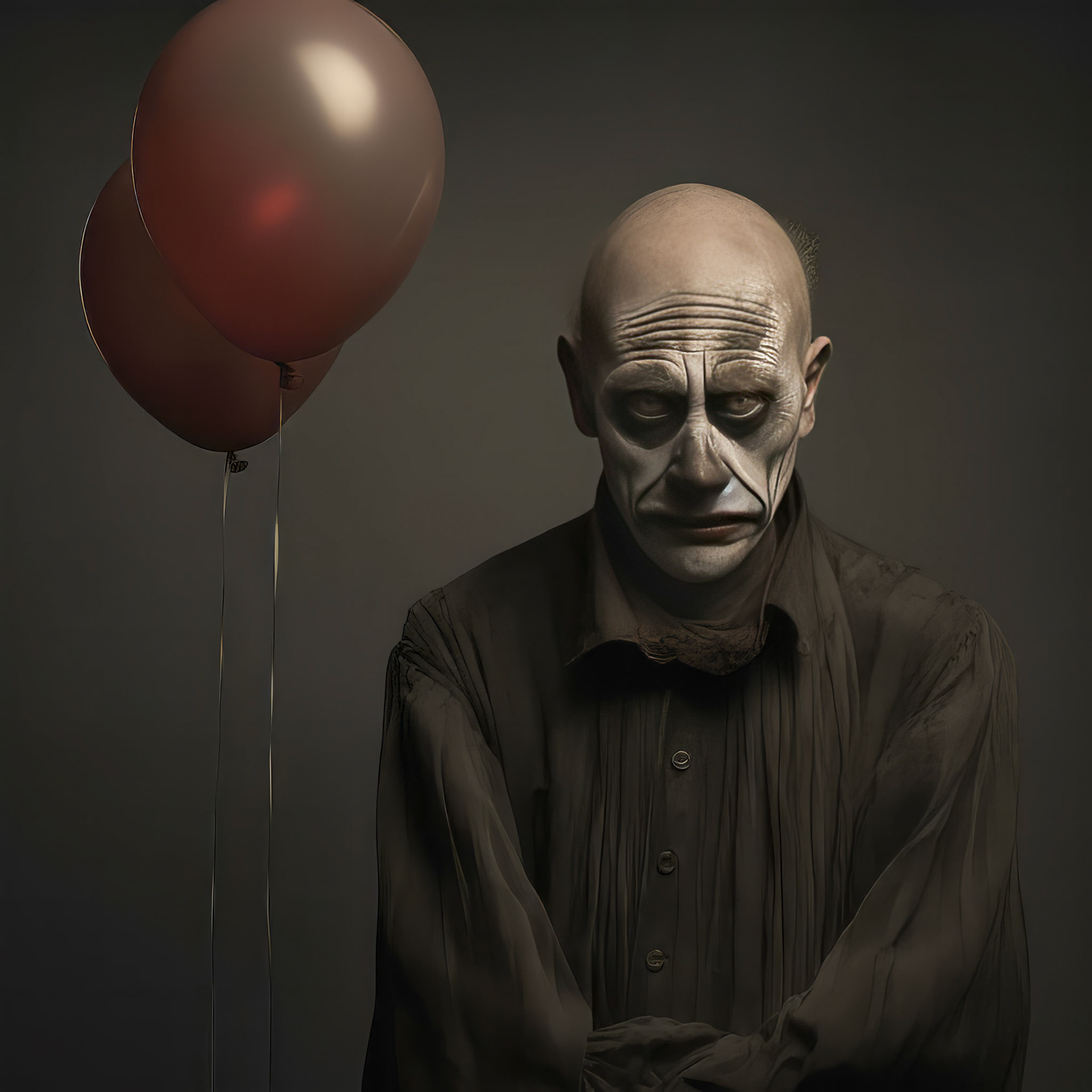 a sad clown cries and smears his makeup. lots of very colorful balloons, strong metallic background, --chaos 20 --style dXYh5GA8XvnR7HD --v 5.2 Job ID: e84b86af-00be-46b8-bdc2-238d06b3a24e