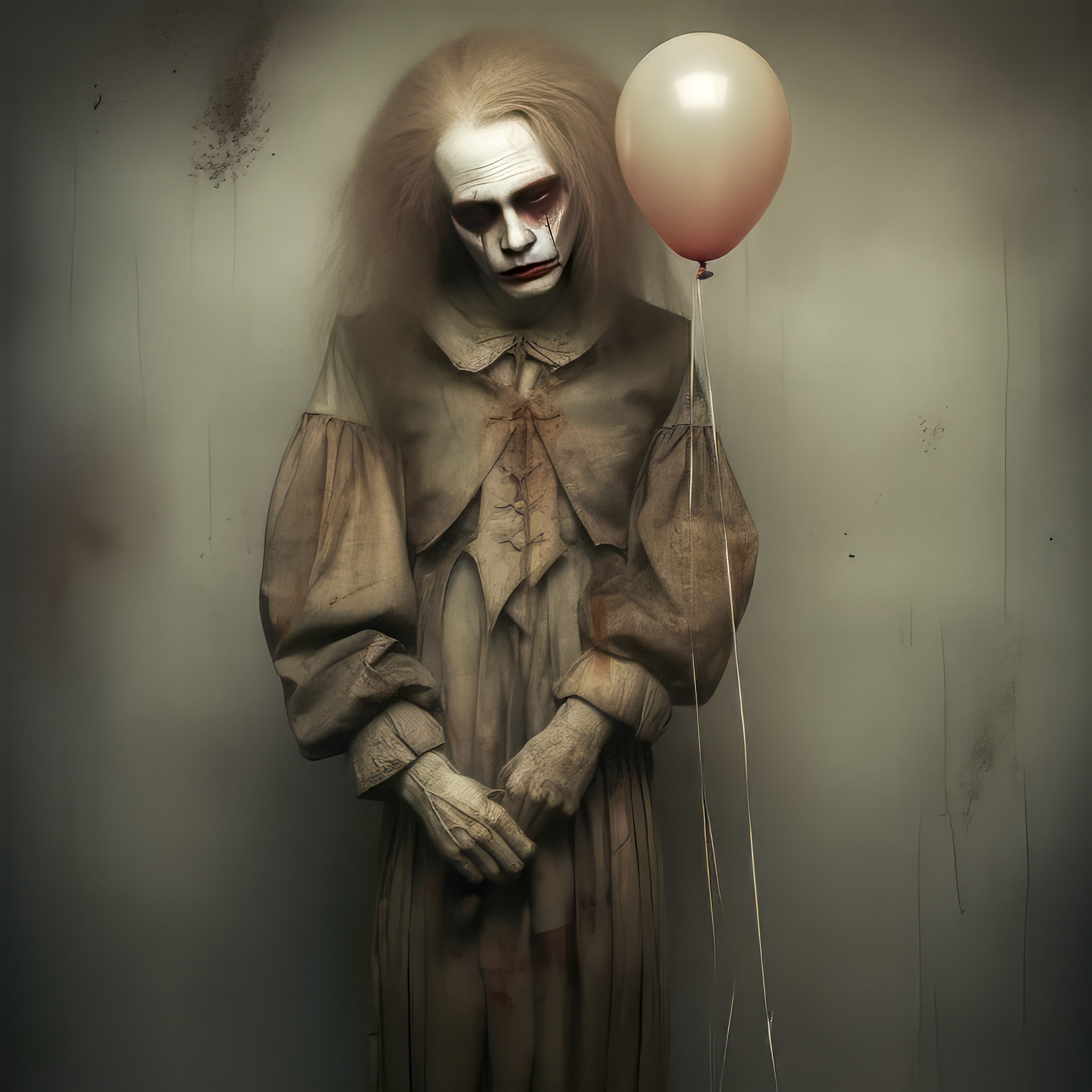 a sad clown cries and smears his makeup. lots of very colorful balloons, strong metallic background, --chaos 20 --style dXYh5GA8XvnR7HD --v 5.2 Job ID: 624634ee-fe5f-439b-aff5-f4f65ff8fe1f