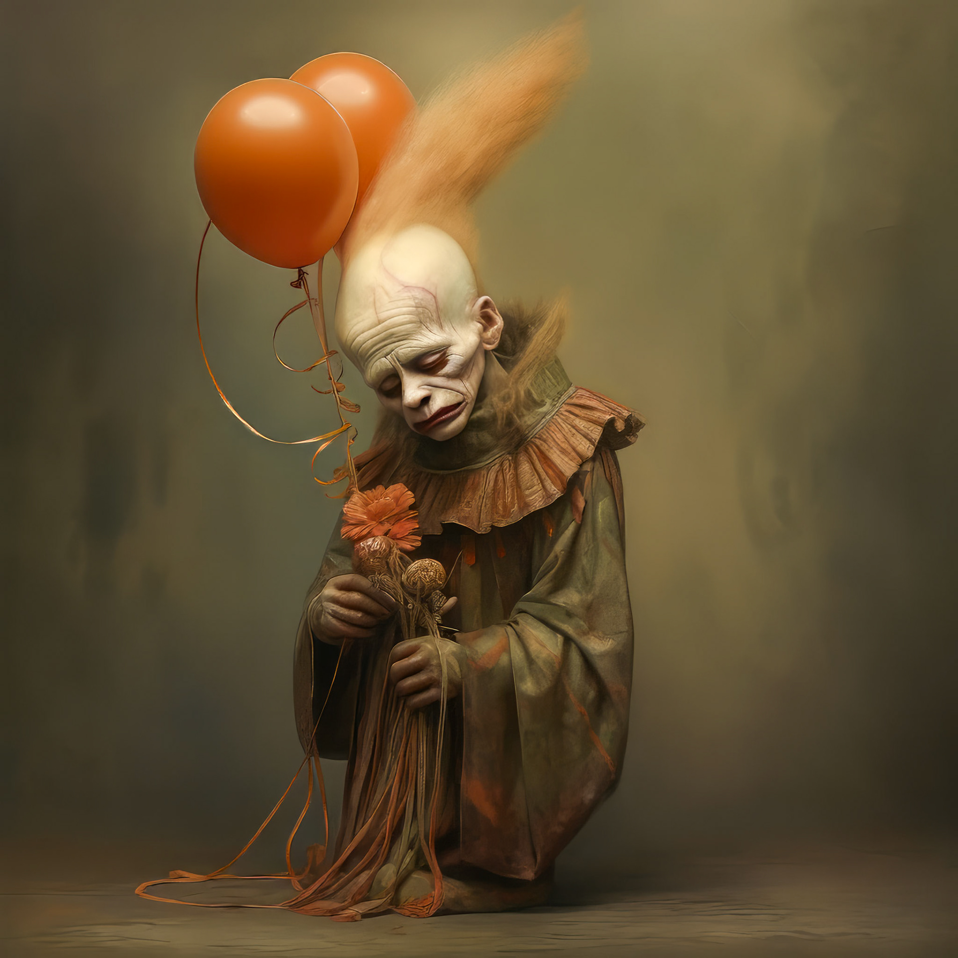 a sad clown cries and smears his makeup. lots of very colorful balloons, strong metallic background, --chaos 20 --style dXYh5GA8XvnR7HD --v 5.2 Job ID: 9f0b1363-c568-4adf-8930-f790ee68e0ce