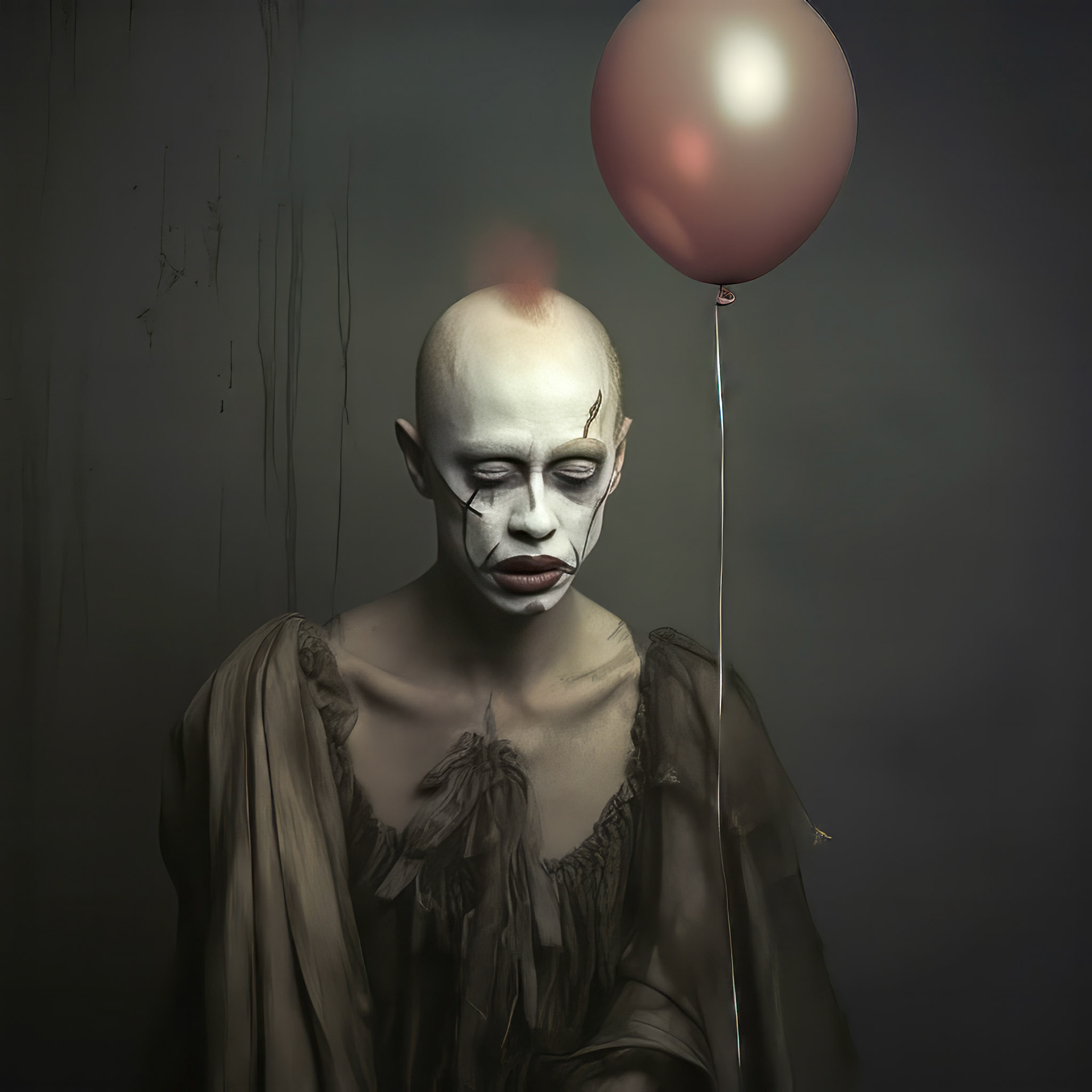 a sad clown cries and smears his makeup. lots of very colorful balloons, strong metallic background, --chaos 20 --style dXYh5GA8XvnR7HD --v 5.2 Job ID: 9ca3617f-5502-4ccc-a6a1-38f419a4042f