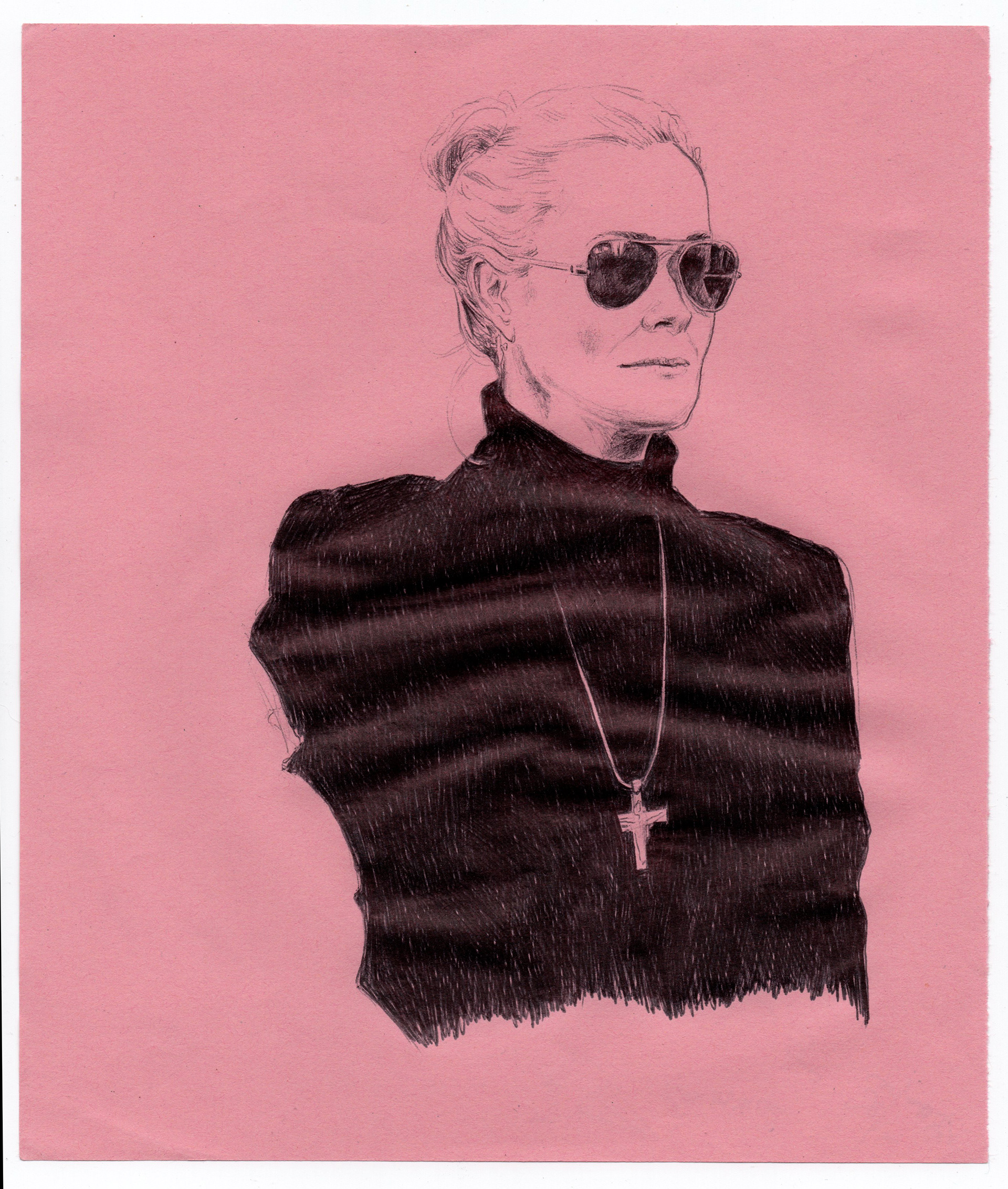 Alexia Atmouni, Sans titre, série « L.H », 2020 Stylo bille sur papier, 18x21,1 cm - Chapelle des Dames Blanches, La Rochelle © Alexia Atmouni