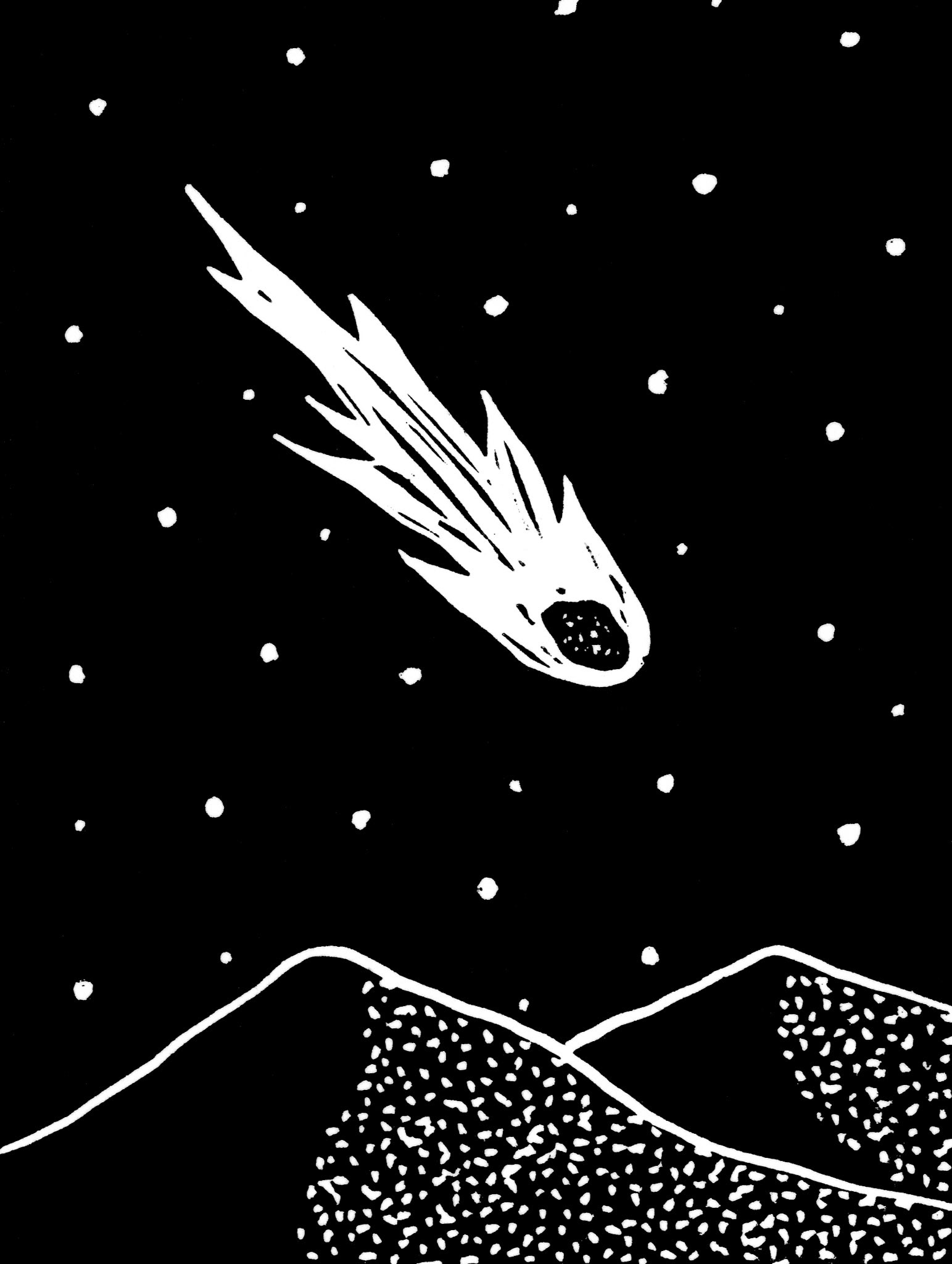 Sans titre, série Desert Night, 2023 - Linogravure imprimée sur papier simili japon, 8,5 x 11,5 cm ©Alexia Atmouni
