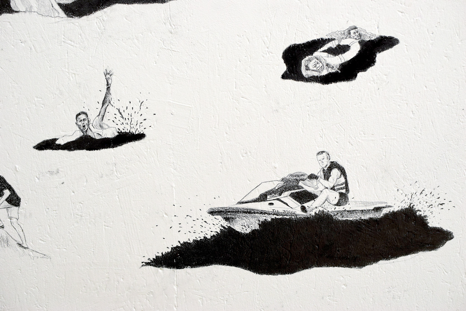 Alexia Atmouni, Balade en mer (détail), 2020 Crayon graphite sur mur, 3,76 x 3,14 m © Alexia Atmouni