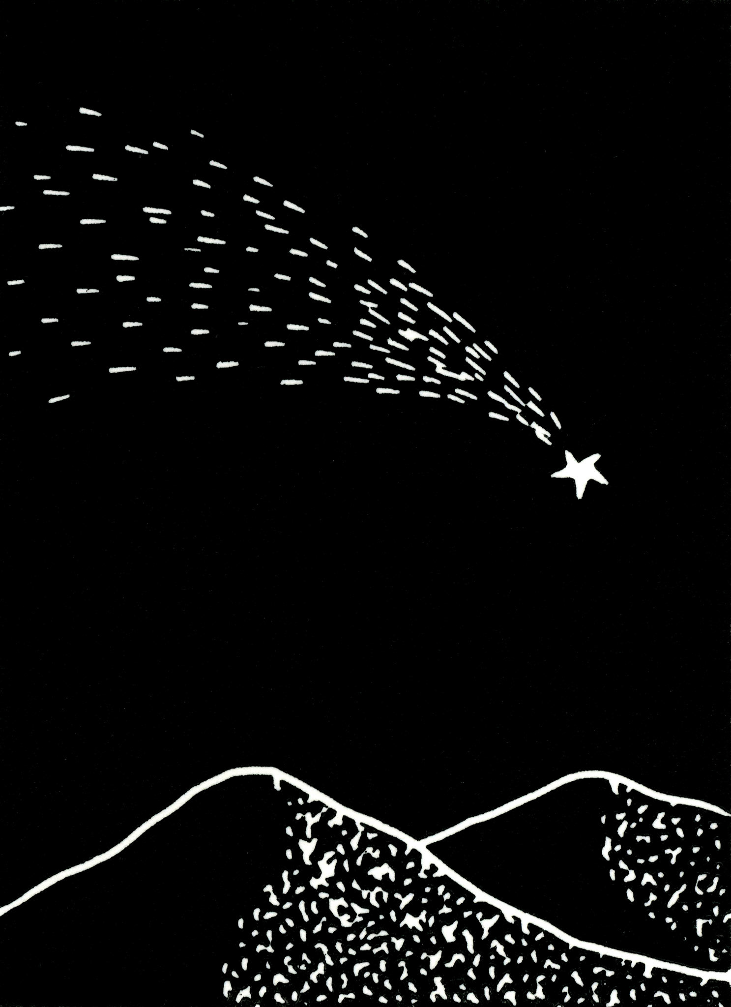 Sans titre, série Desert Night, 2022 - Linogravure imprimée sur papier simili japon, 8,5 x 11,5 cm ©Alexia Atmouni