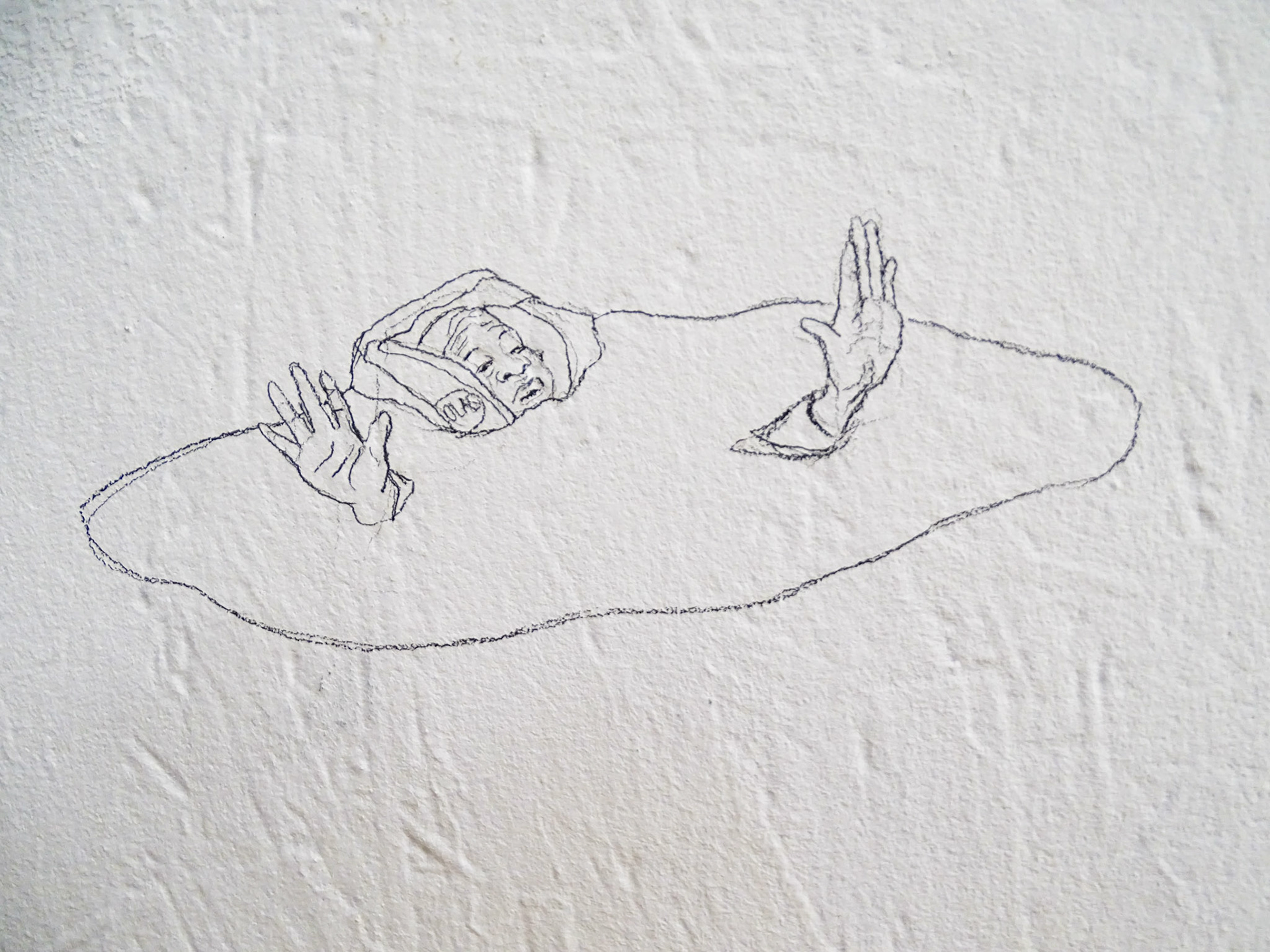 Alexia Atmouni, Balade en mer (détail), 2020 Crayon graphite sur mur, 3,76 x 3,14 m © Alexia Atmouni
