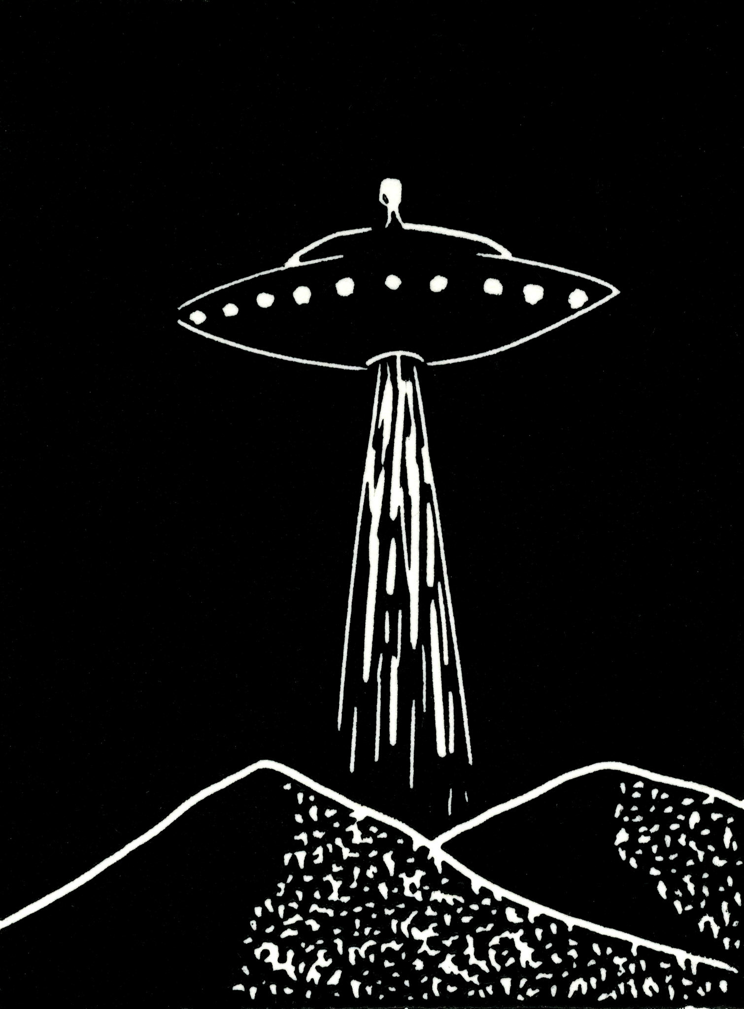 Sans titre, série Desert Night, 2022 - Linogravure imprimée sur papier simili japon, 8,5 x 11,5 cm ©Alexia Atmouni