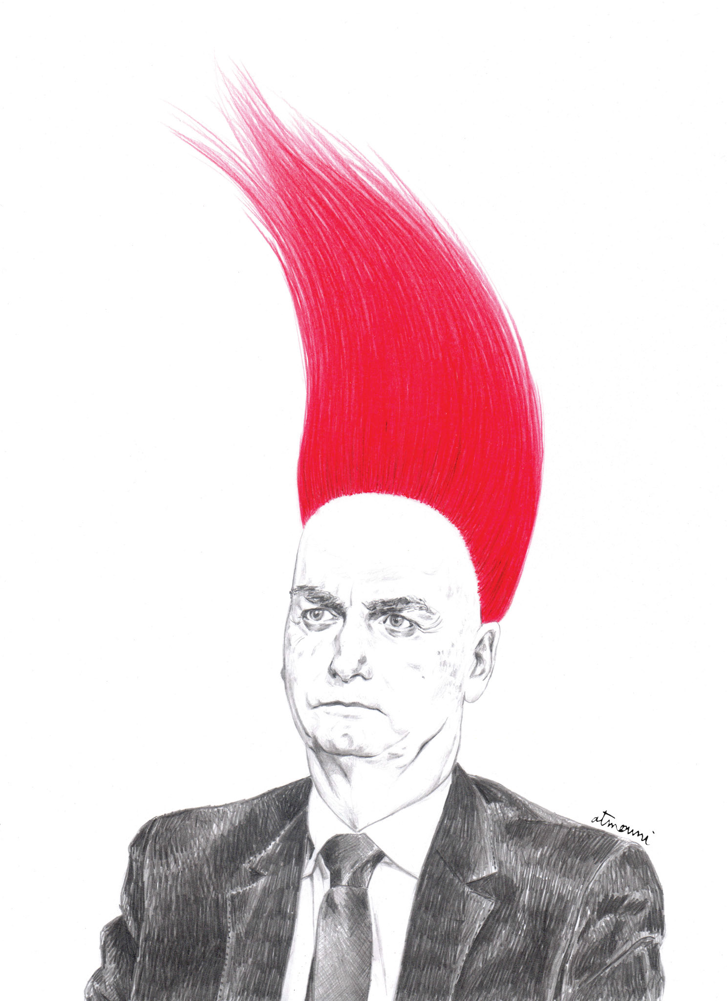 Jair (série Trolls), 2019, crayon graphite et crayon de couleur sur papier, 21 x 29,7 cm Dans la vie... ? © Alexia Atmouni