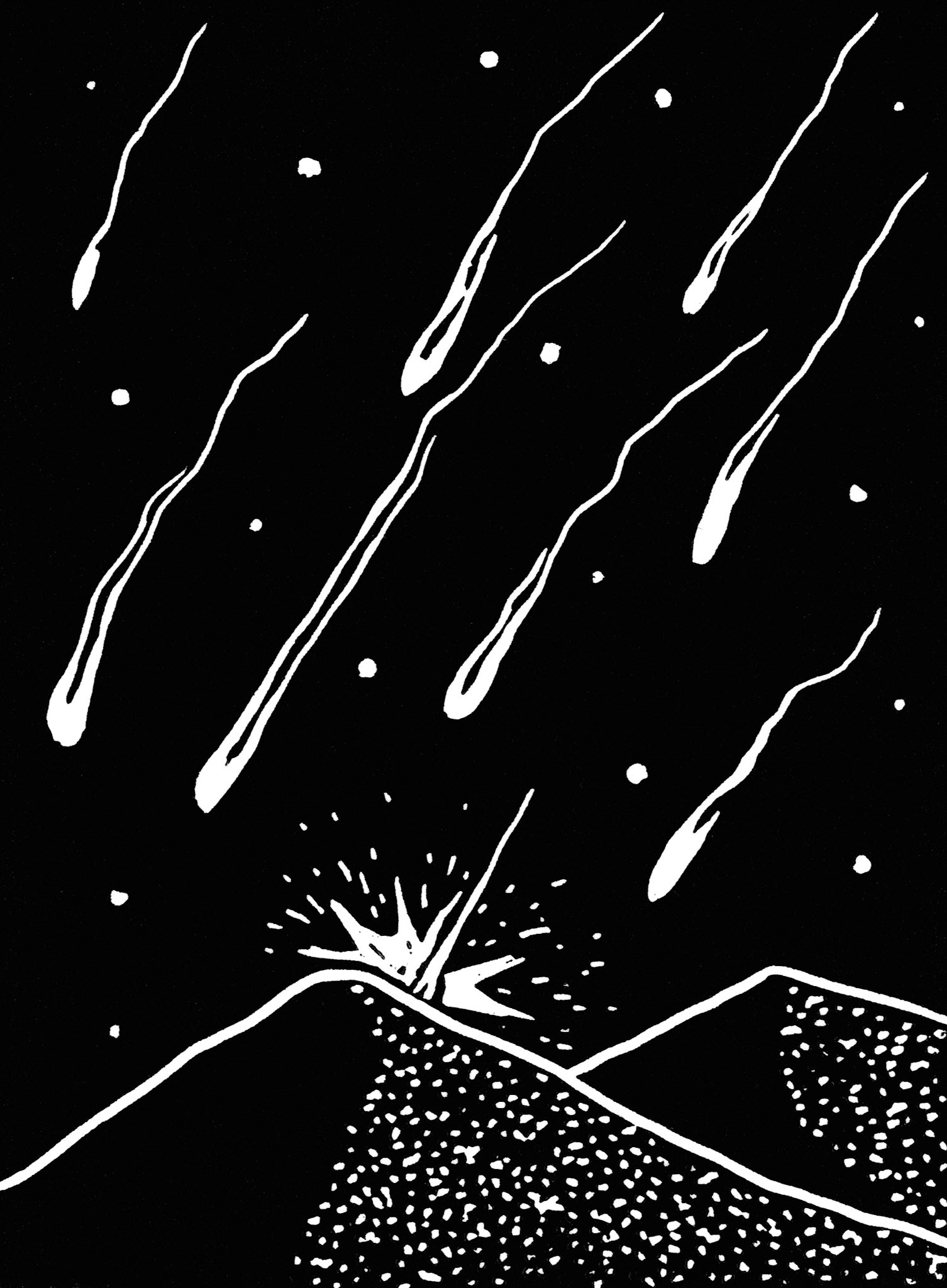 Sans titre, série Desert Night, 2023 - Linogravure imprimée sur papier simili japon, 8,5 x 11,5 cm ©Alexia Atmouni