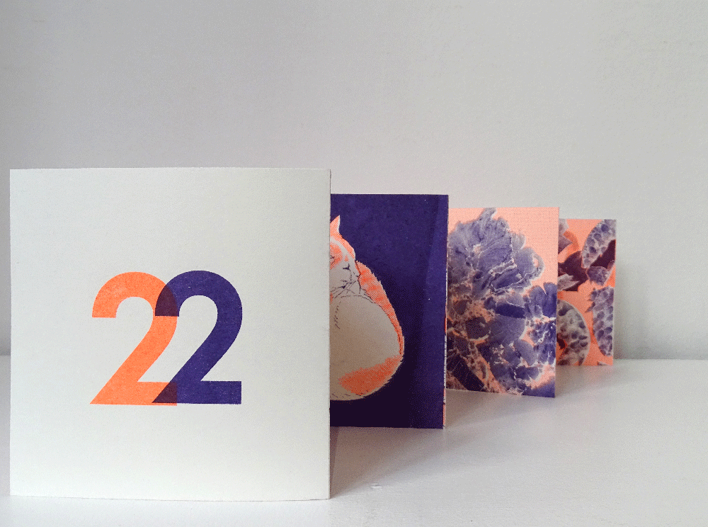 22 - publication collective de l'Atelier Bletterie, 2022. Imprimé en risographie par Les Édition Béton