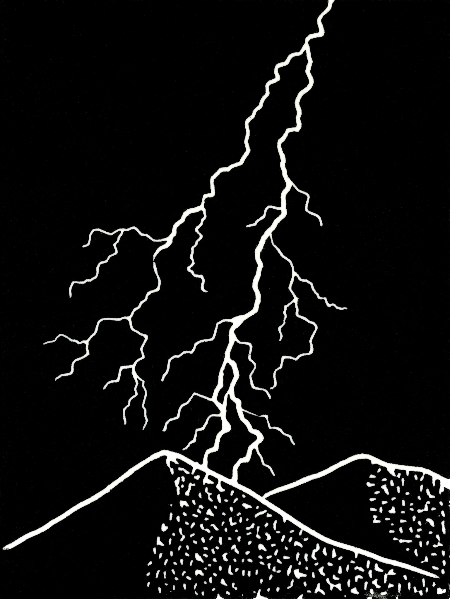 Sans titre, série Desert Night, 2021 - Linogravure imprimée sur papier simili japon, 8,5 x 11,5 cm ©Alexia Atmouni