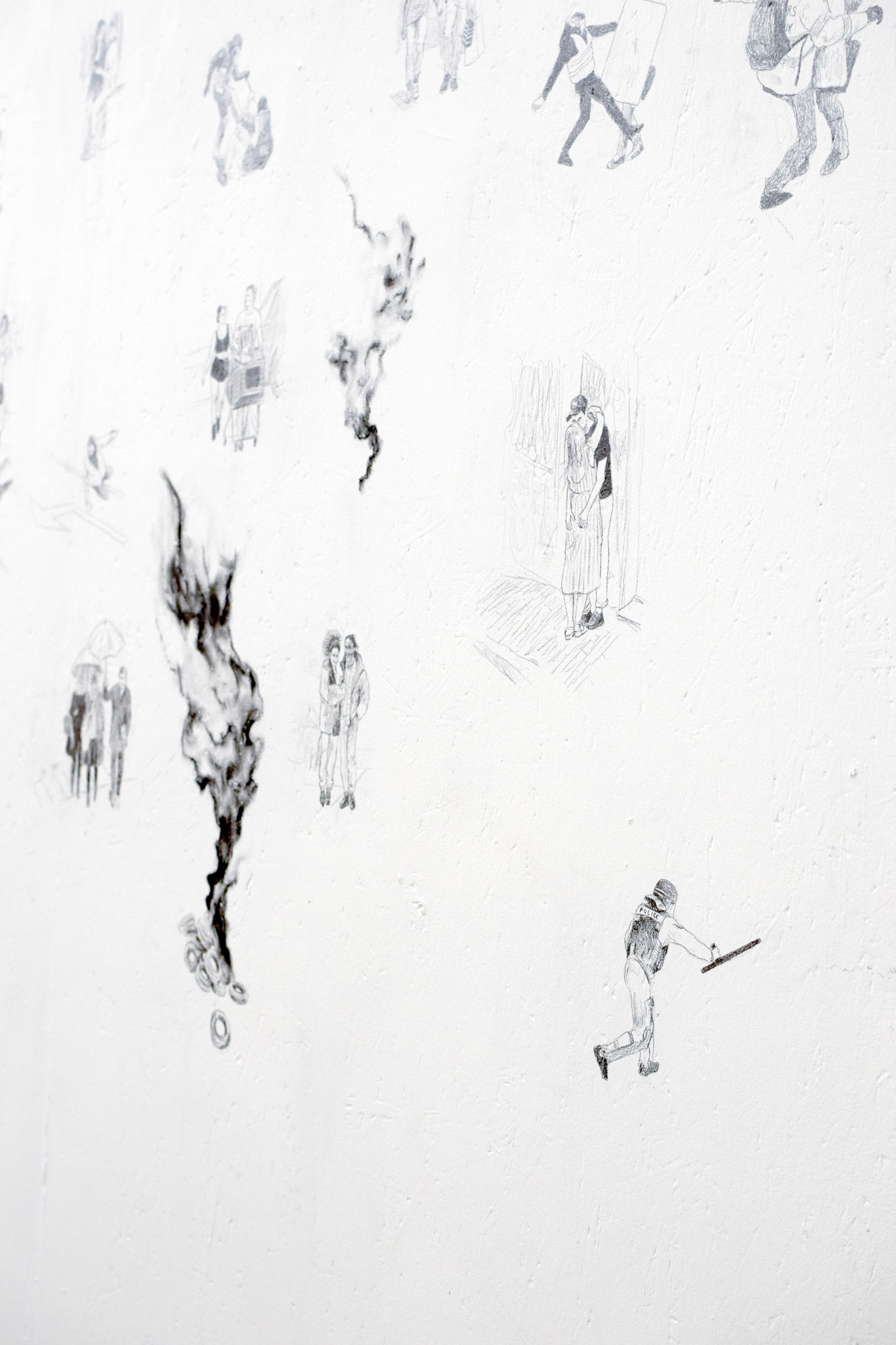 Alexia Atmouni, Le temps des cerises (détail), 2020 Crayon graphite sur mur, 3,76 x 3,14 m © Alexia Atmouni