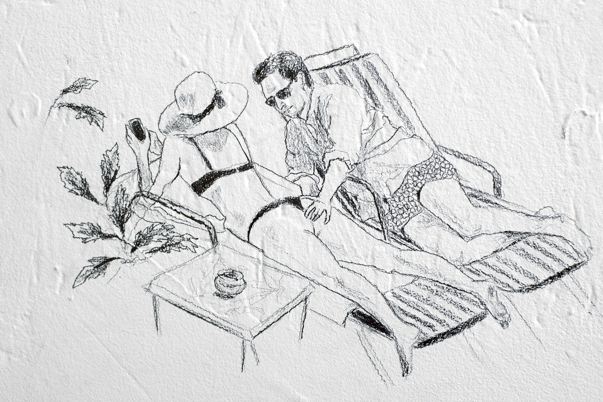 Alexia Atmouni, Balade en mer (détail), 2020 Crayon graphite sur mur, 3,76 x 3,14 m © Alexia Atmouni