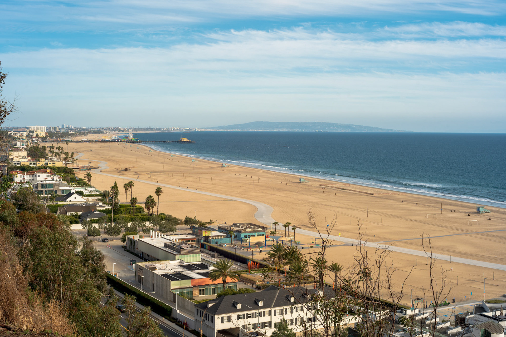 Empty Beaches View from Pacific Palisades Park