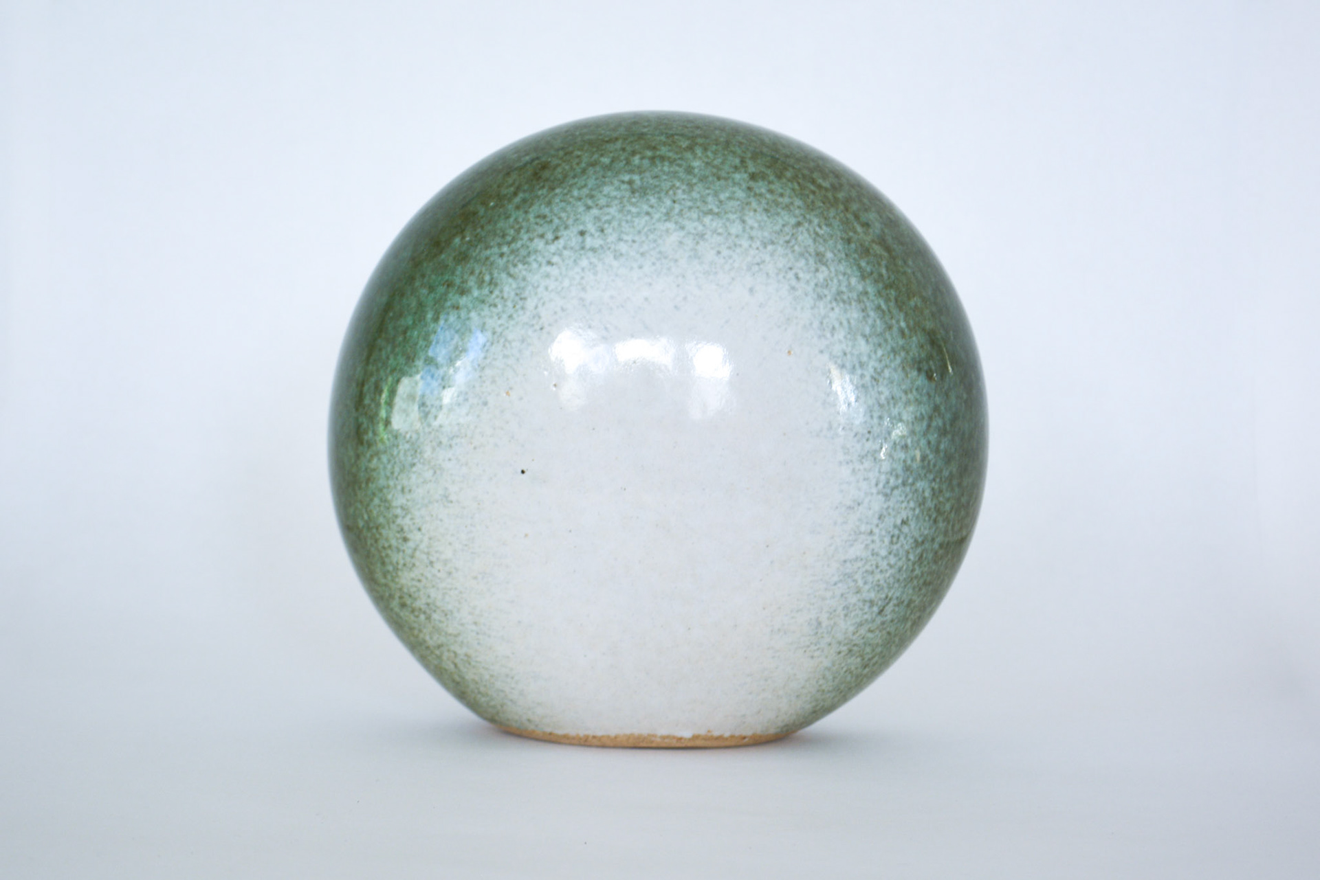 Peripheral Verdigris Discoid. 2024, glazed ceramic stoneware, 7" x 4.25" x 6.5"h