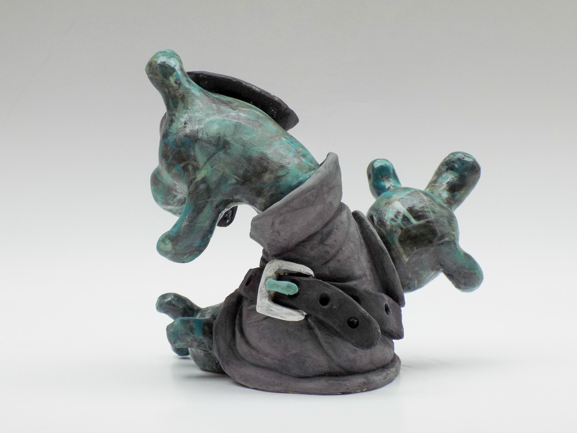 Hygge: Peder (detail), 2019, stoneware, underglaze, low-fire glaze, 10.5" x 7.5" x 10"