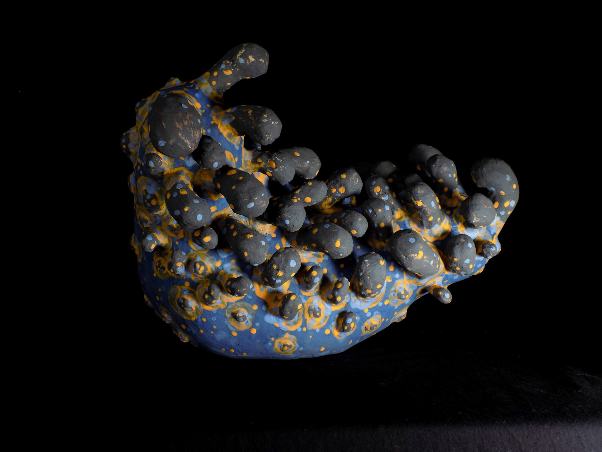 Specimen 11, 2018, ceramic stoneware, black iron oxide, underglazes, 11.25”x13”x12.5”, SOLD
