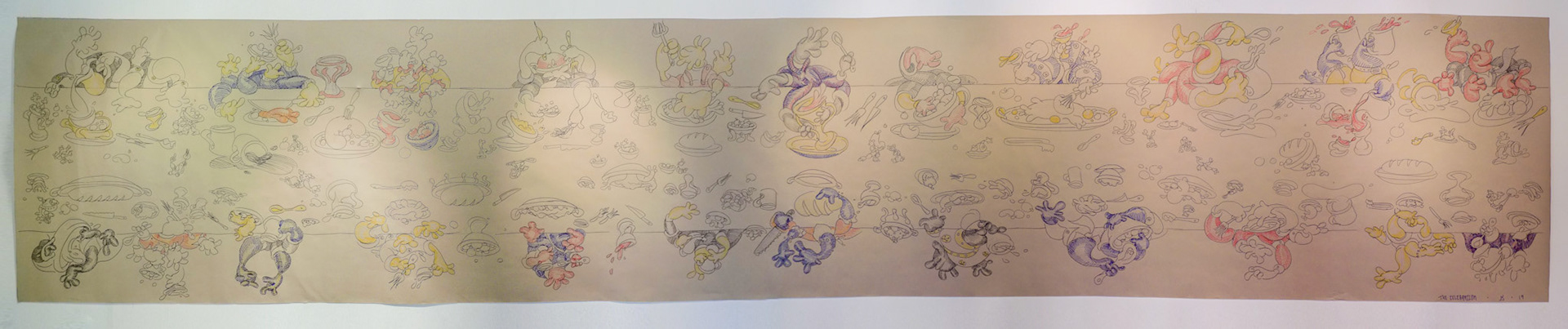 The Celebration. 2019, marker on paper, approx. 10' long, somewhere in Denmark