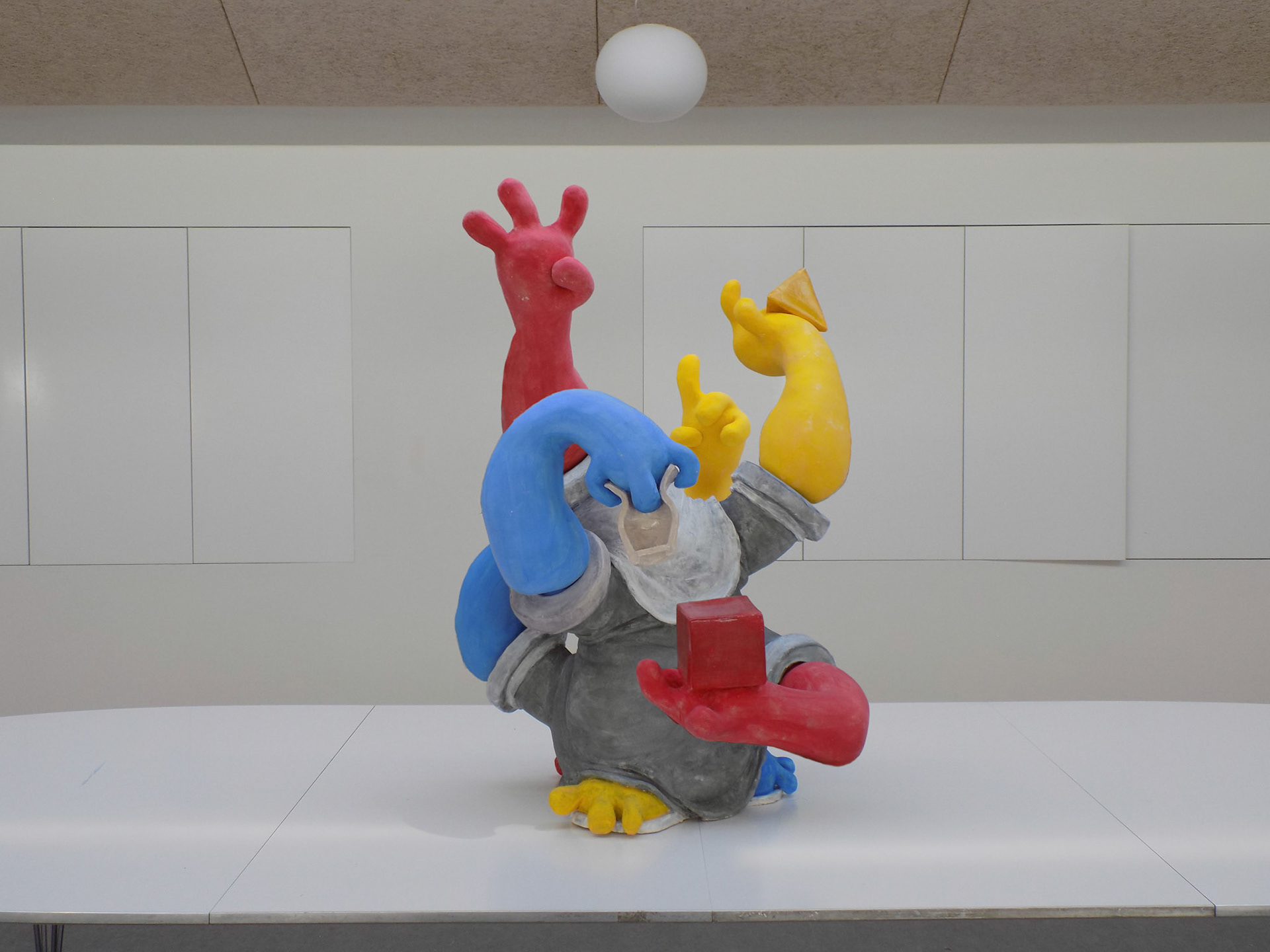 Spyridon, 2019, ceramic stoneware, underglaze, low fire glaze, epoxy, pvc piping, latex paint, approx 2' x 2' x 3.5'