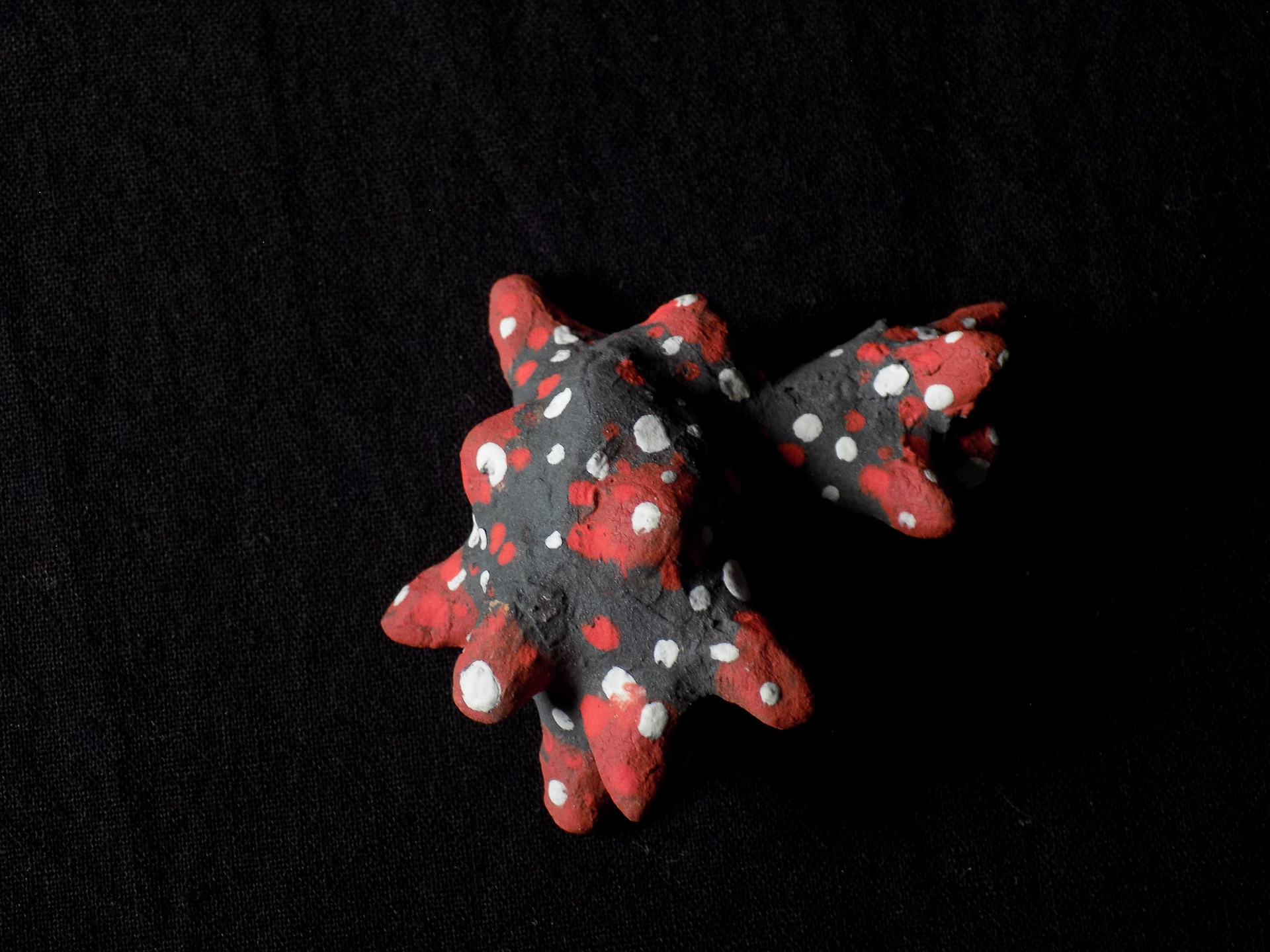 Embryonic Cactoid, 2018, ceramic stoneware, black iron oxide, underglazes, 1”x2.25”x3”, SOLD