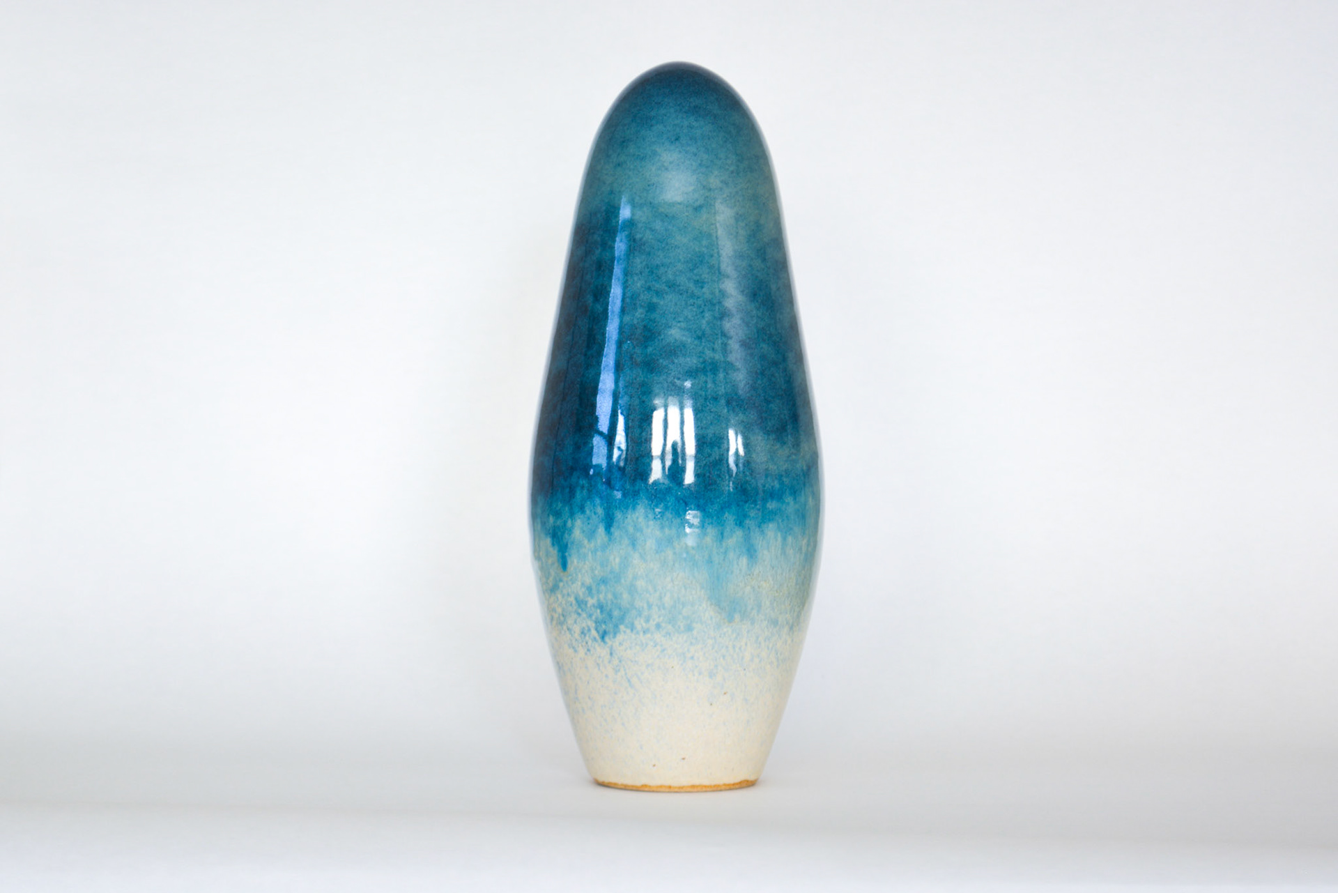 Waterfront Ellipsoid, 2. 2024, glazed ceramic stoneware, 5” x 5” x 13.5”h.
