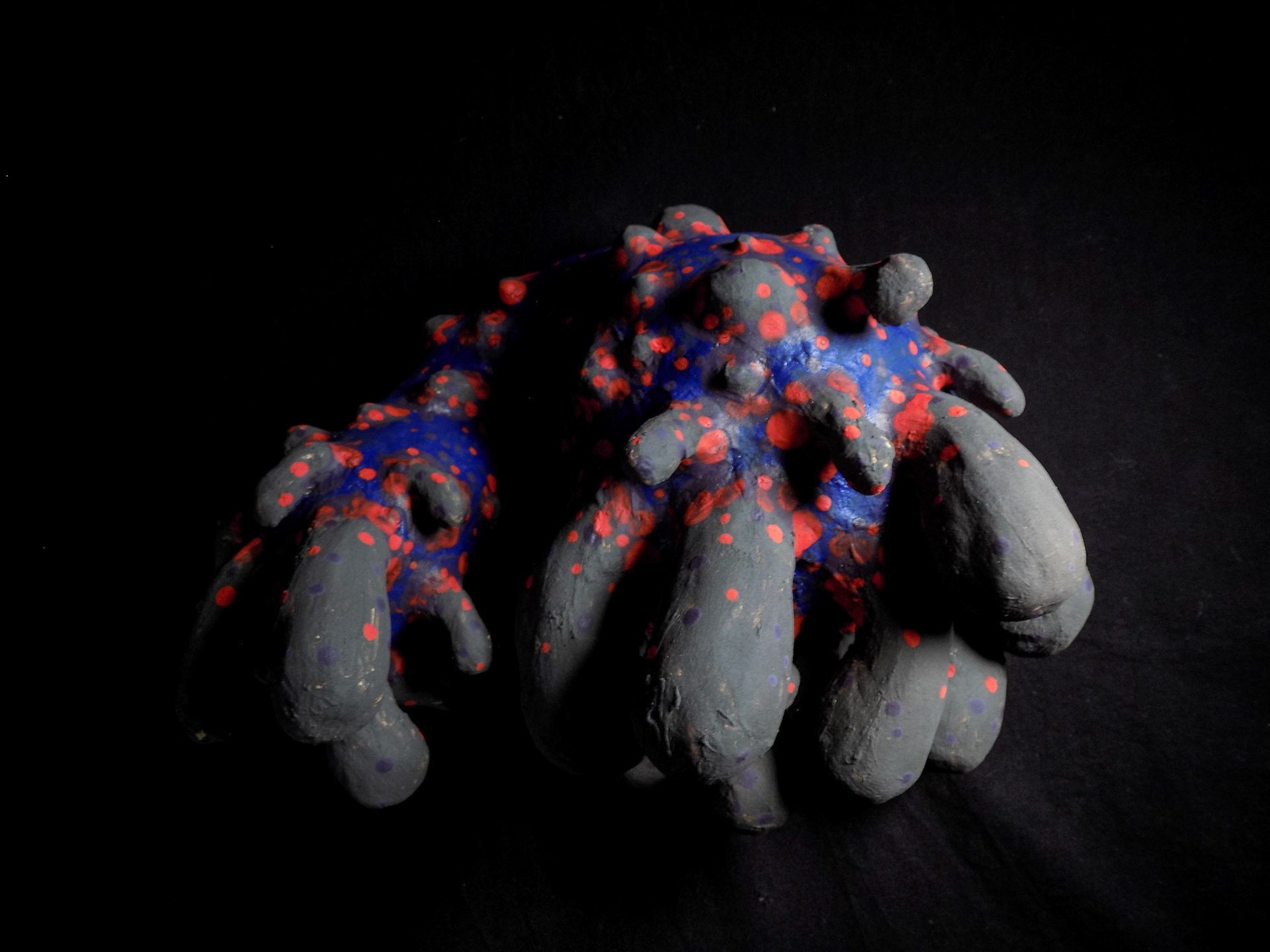 Albert, the Heir, 2018, ceramic stoneware, black iron oxide, underglazes, gouache, 5.75”x10.5”x8”, $400