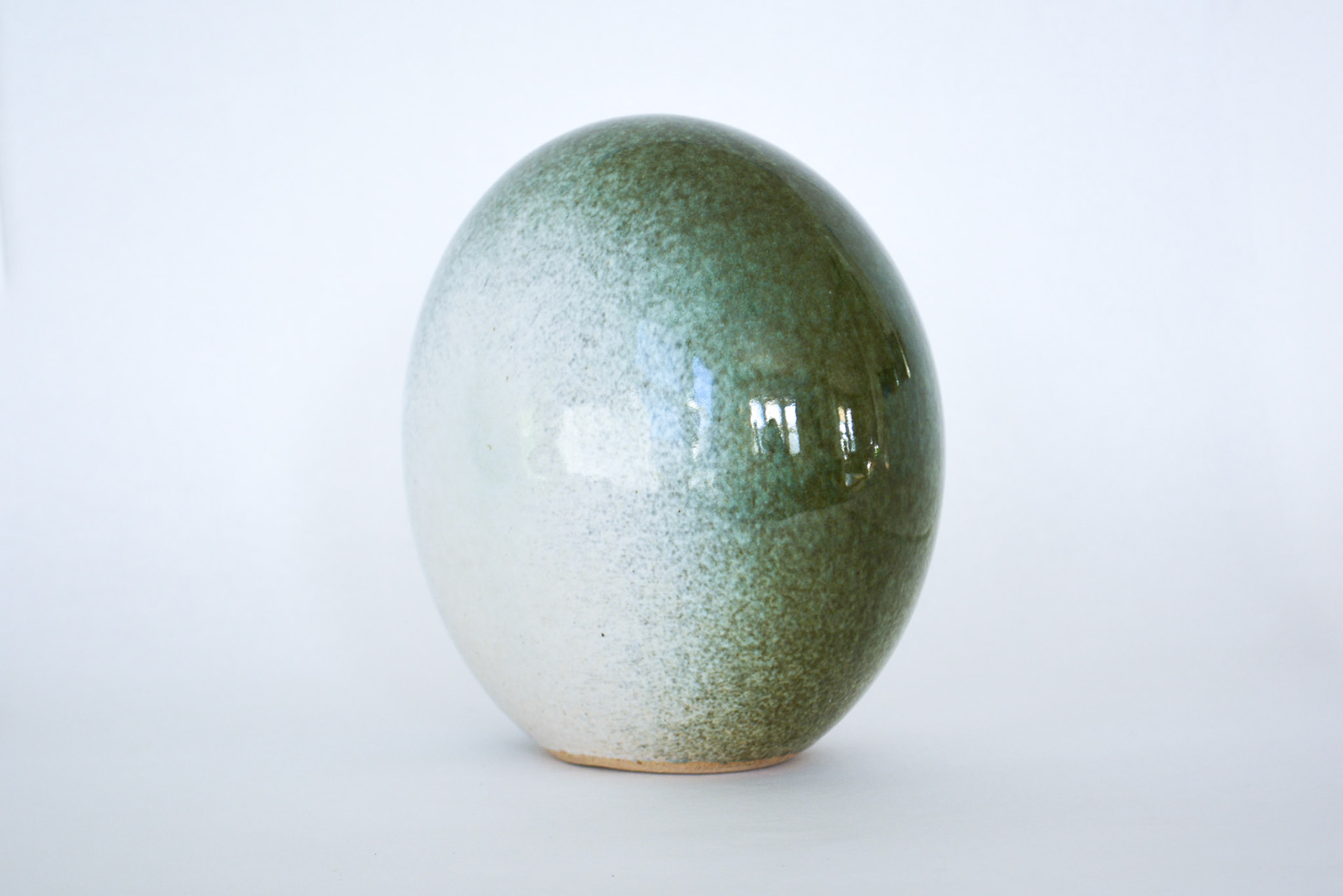 Peripheral Verdigris Discoid. 2024, glazed ceramic stoneware, 7" x 4.25" x 6.5"h