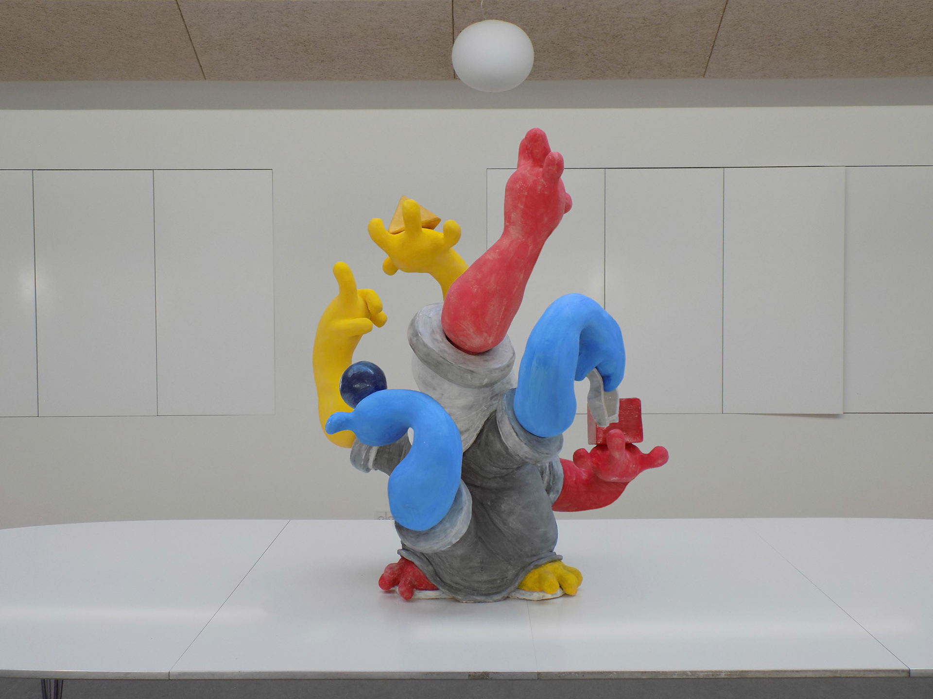 Spyridon, 2019, ceramic stoneware, underglaze, low fire glaze, epoxy, pvc piping, latex paint, approx 2' x 2' x 3.5'