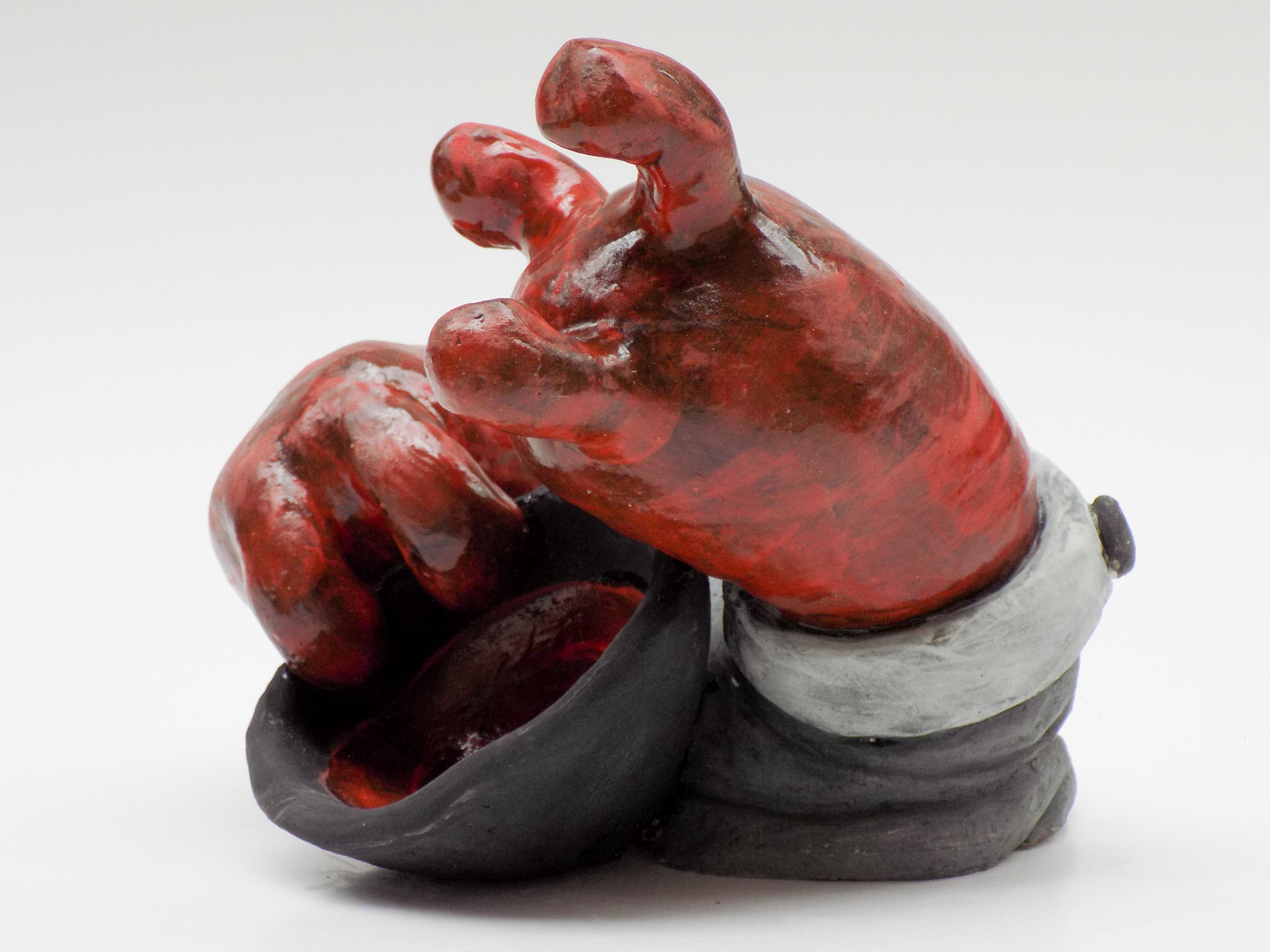 Hygge: Helene (detail), 2019, stoneware, underglaze, low-fire glaze, 8" x 7" x 7"