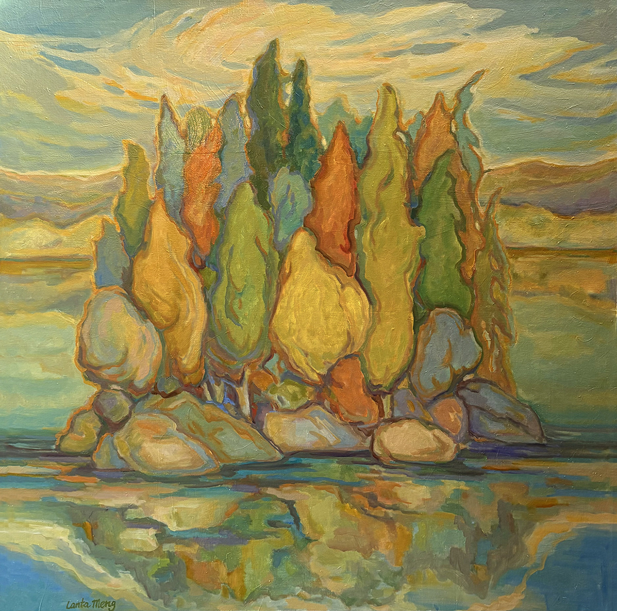 Tree Island in Autumn 48 X 48
