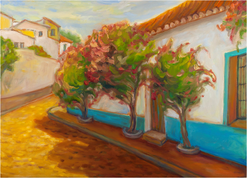 a farm village house 23 X 31 inches