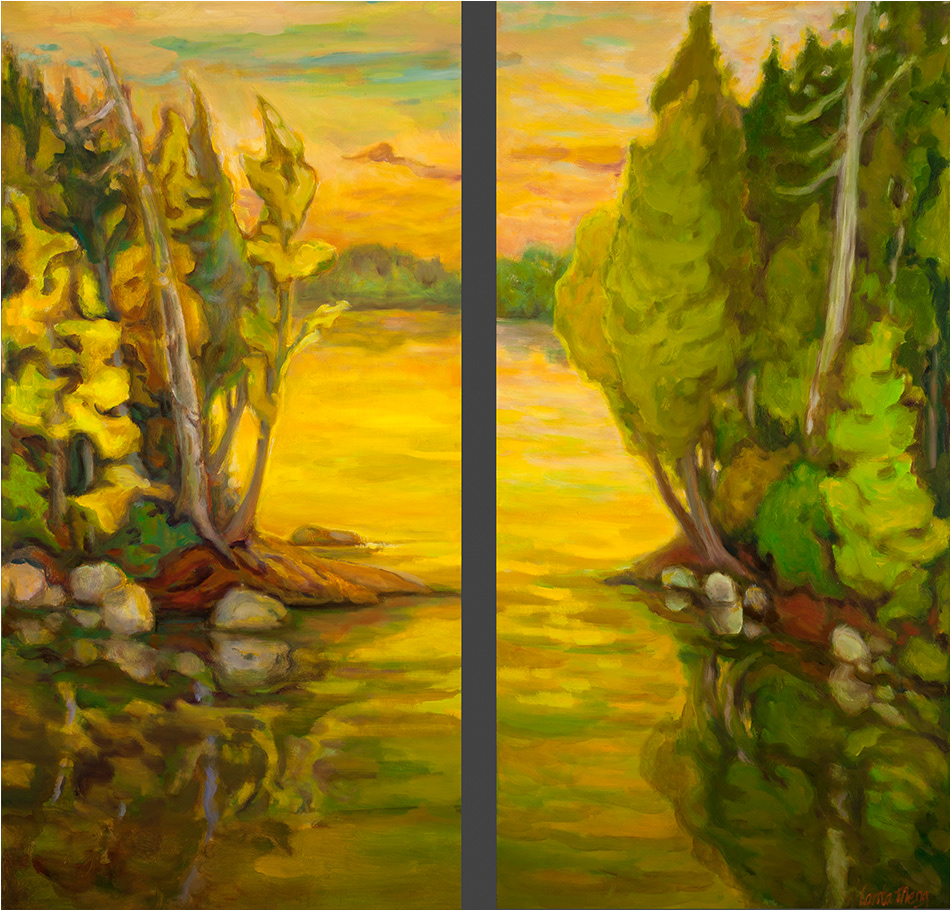 twilight hour diptych 36 X 18 each PC- vancouver