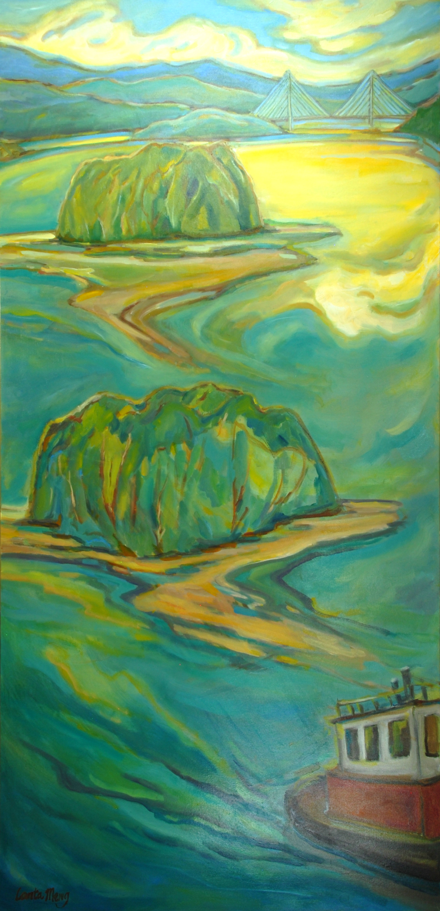 Fraser River and Port Mann Bridge 60 X 30