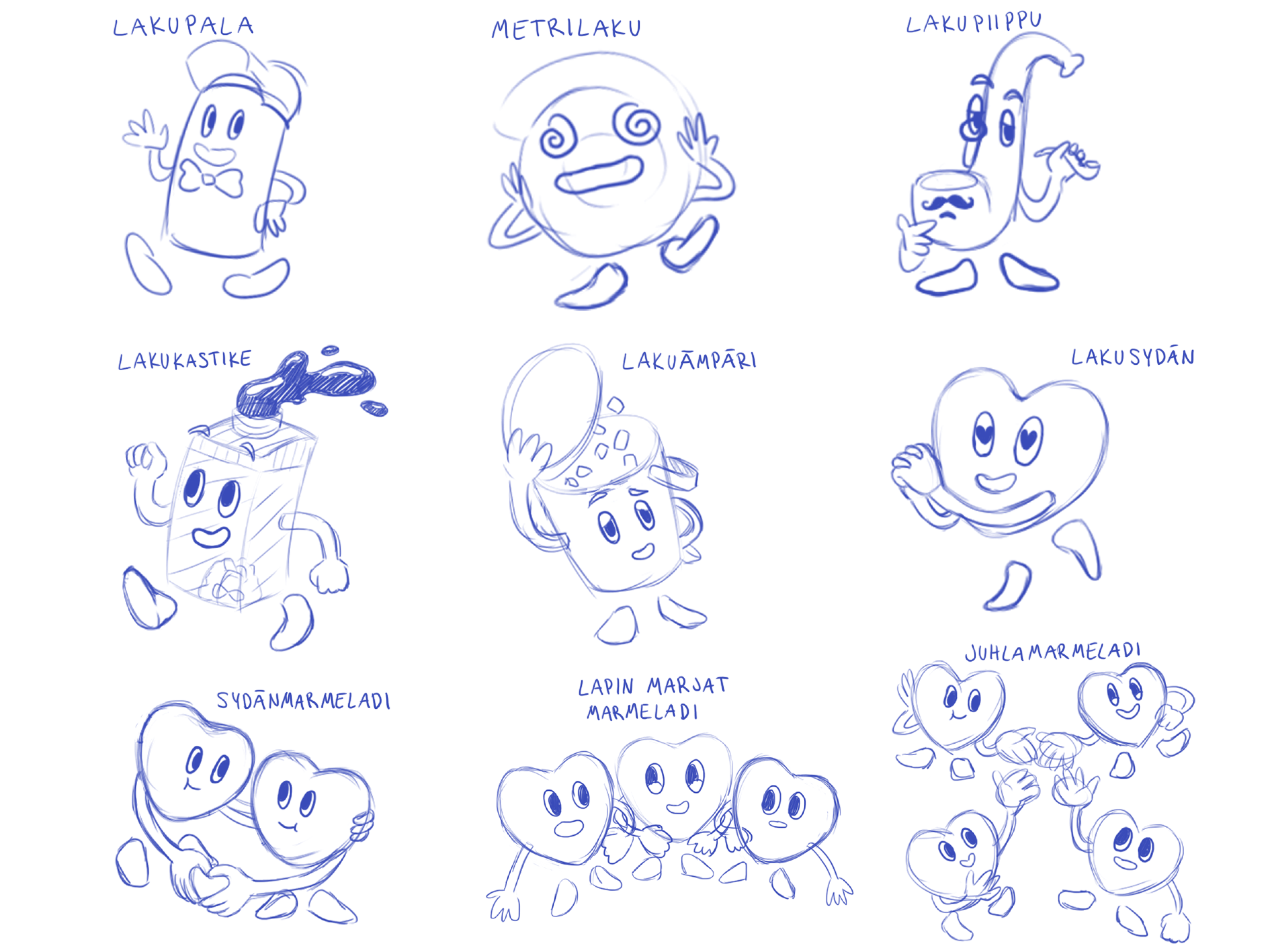 Original sketch for the characters