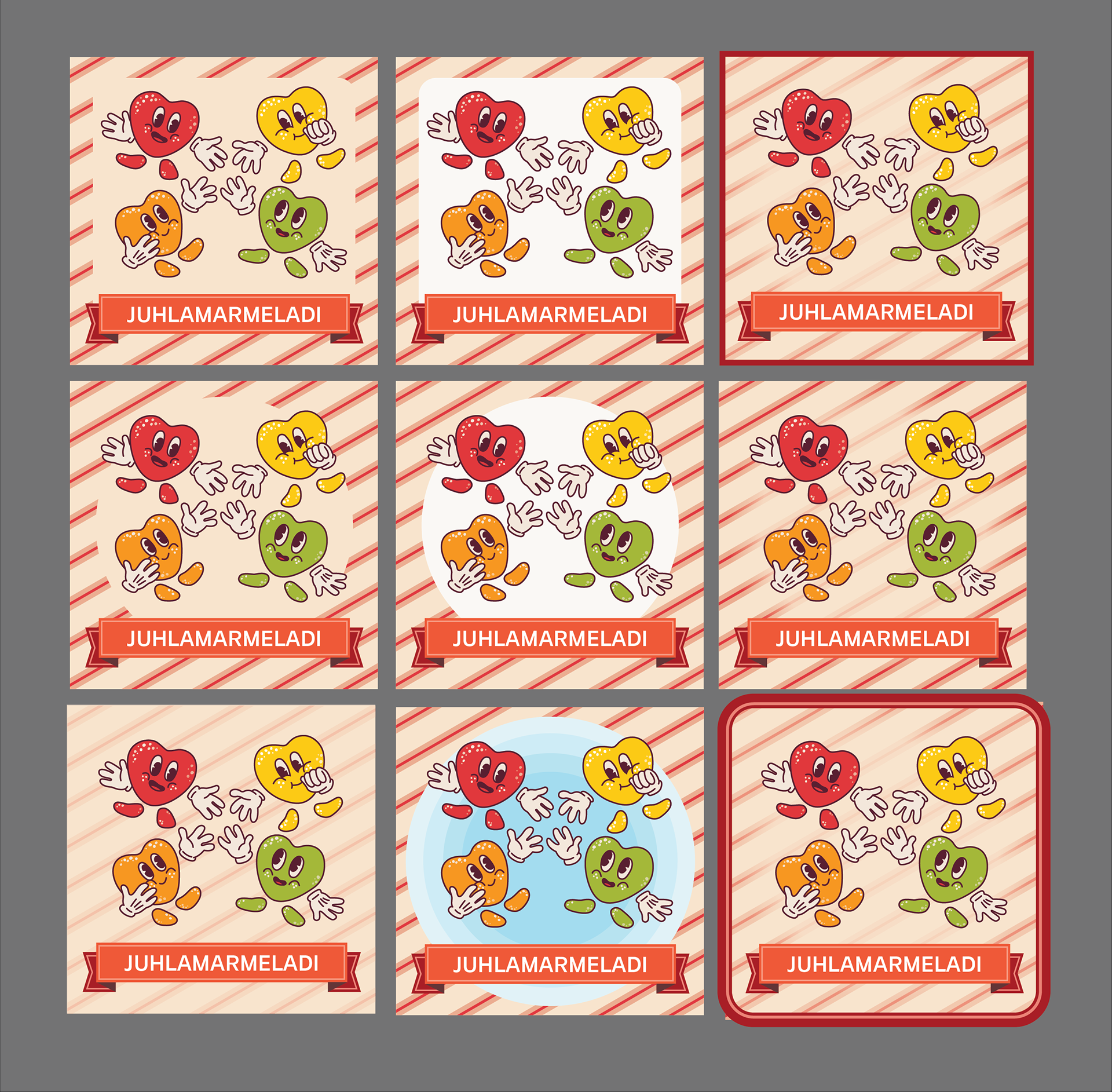 Iterations for the card backgrounds