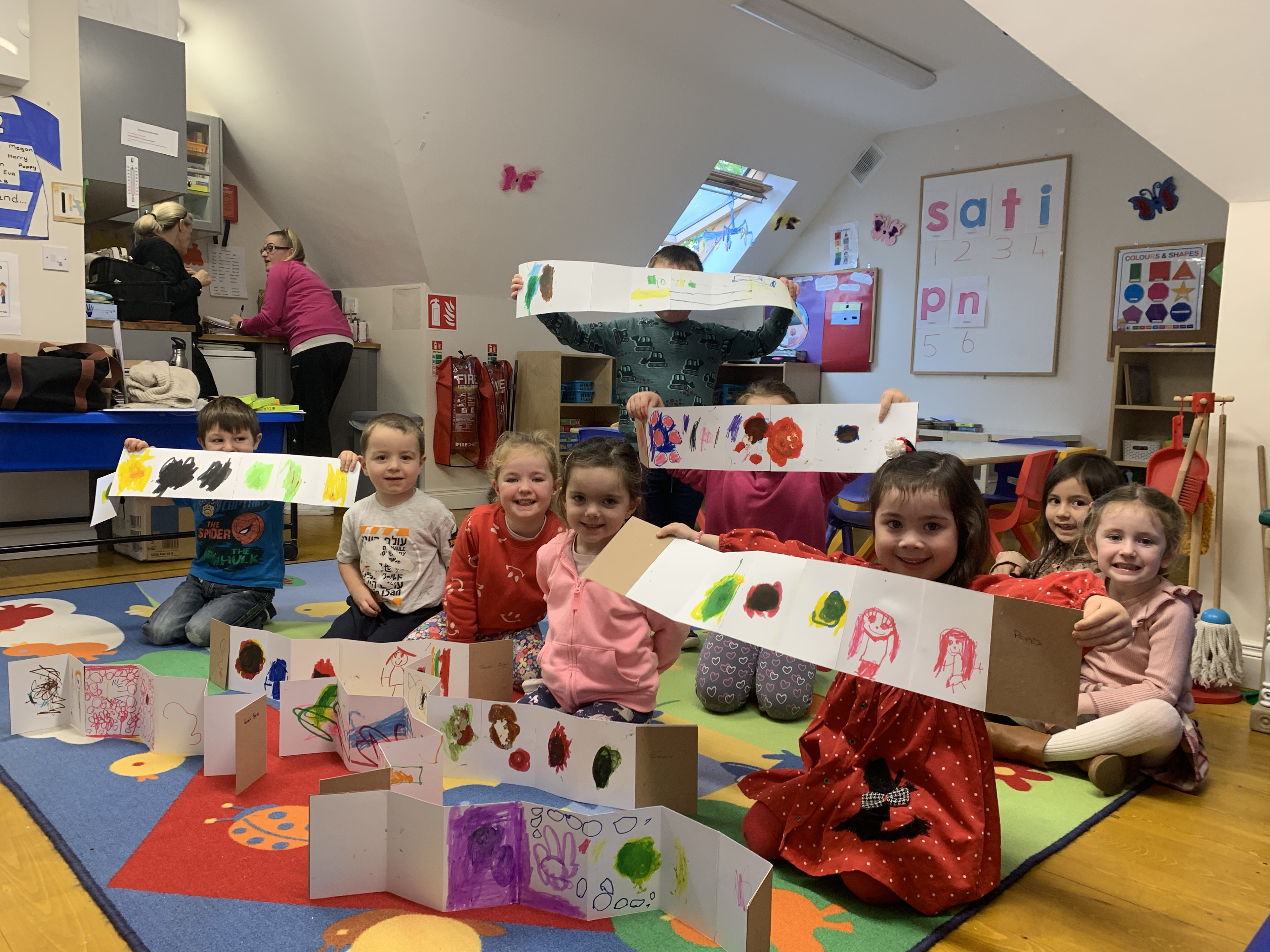 Suantrai Montessori with their collaborative drawings