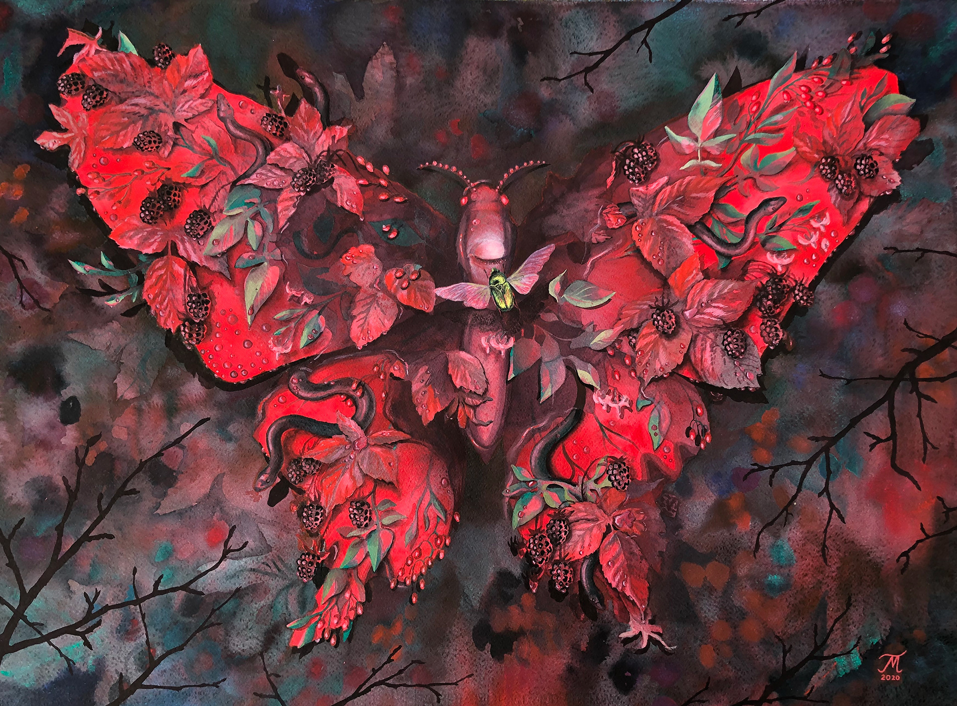 Unessani herätin hänet - In My Dream I Woke Her up , 74 x 54 cm, 2020