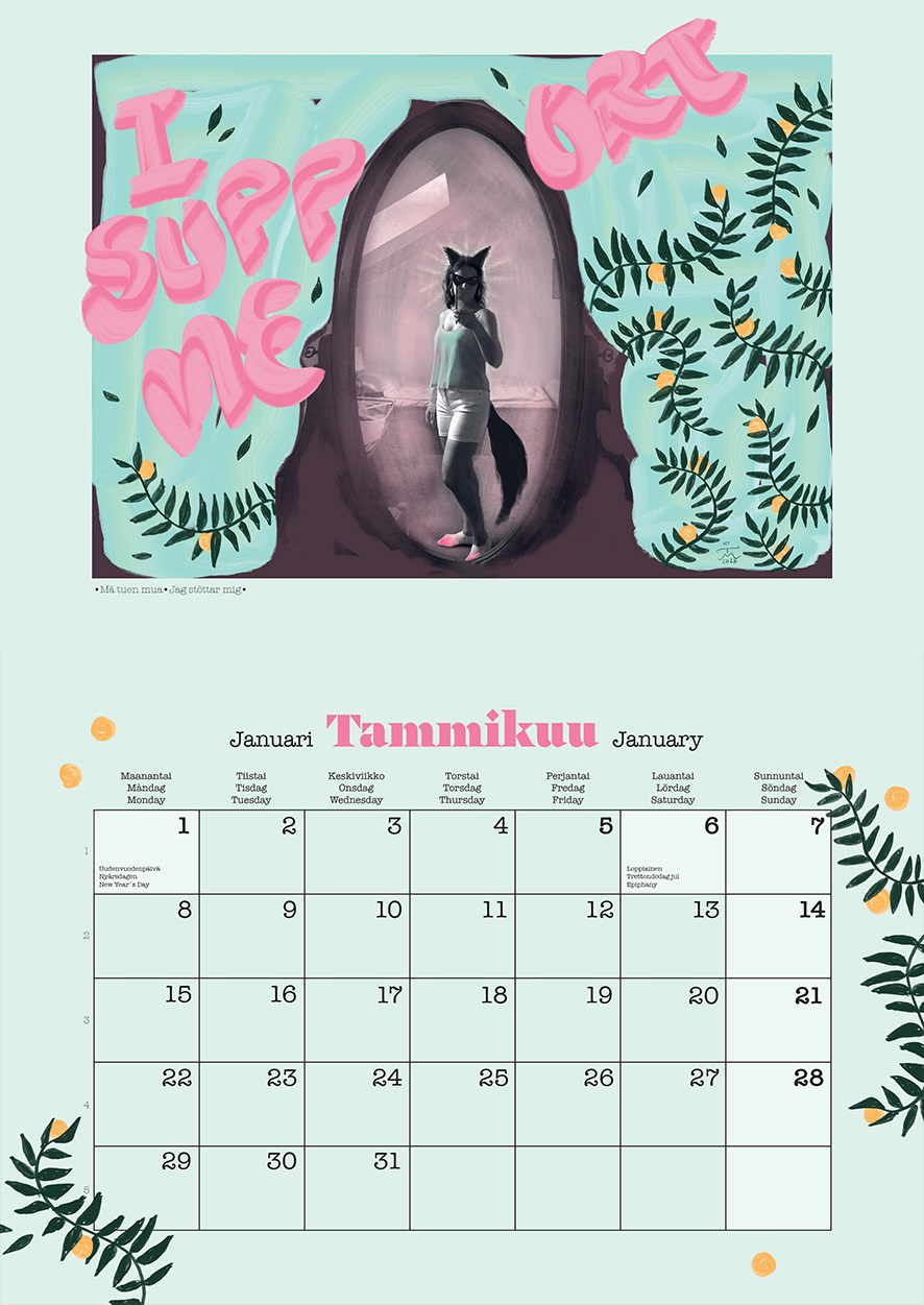 January spread and illustration "I support me"