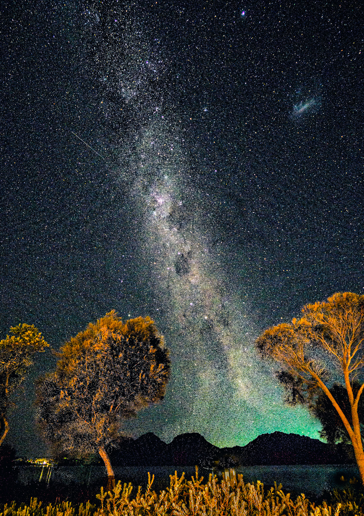The Milky Way aand Aurora at Coles Bay, Tasmania.