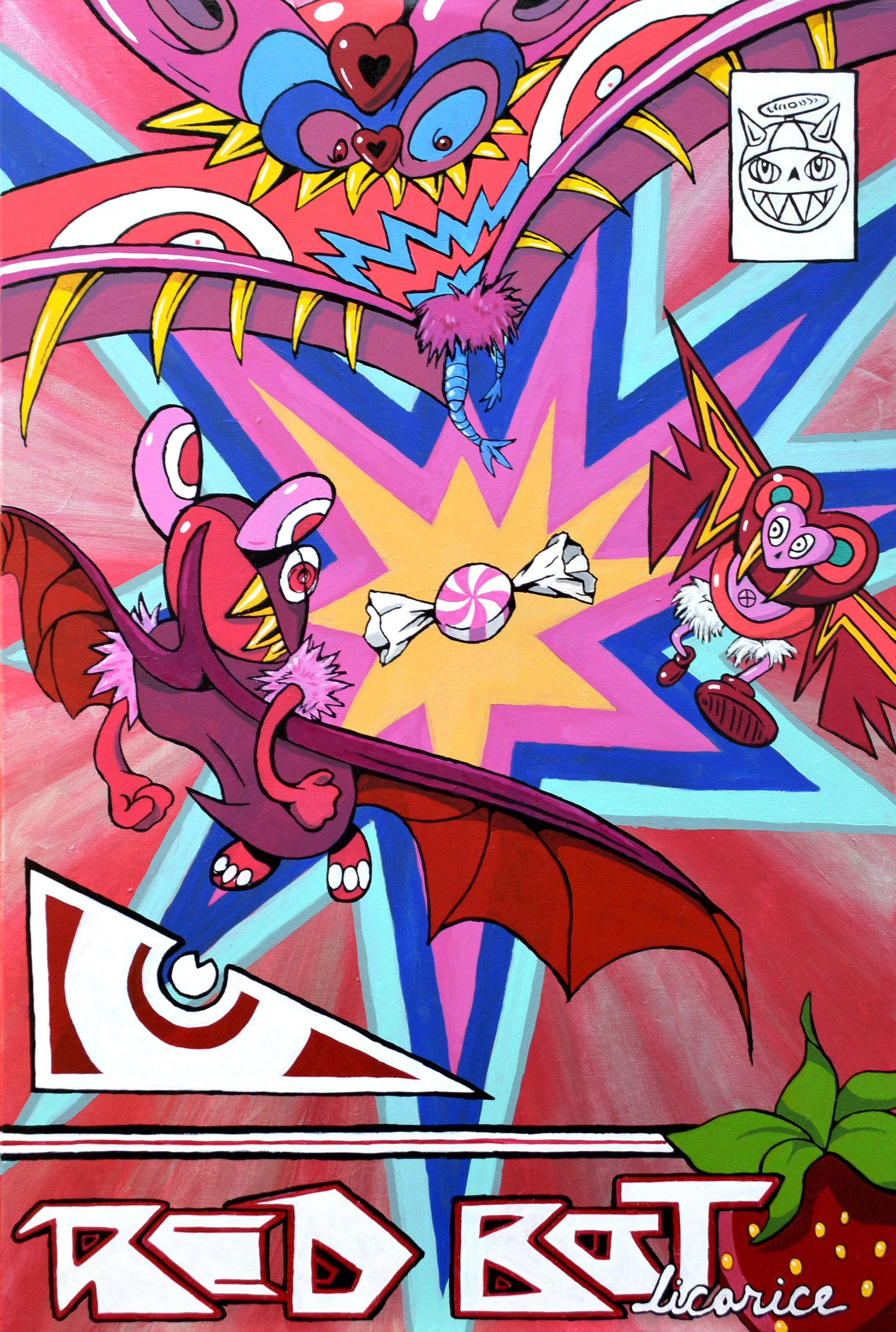 "Red Bat Licorice" 36x24 inches, acrylic on canvas.