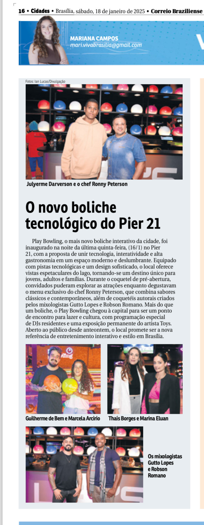 Projeto do Boliche do Pier 21 no Correio Braziliense, 2025