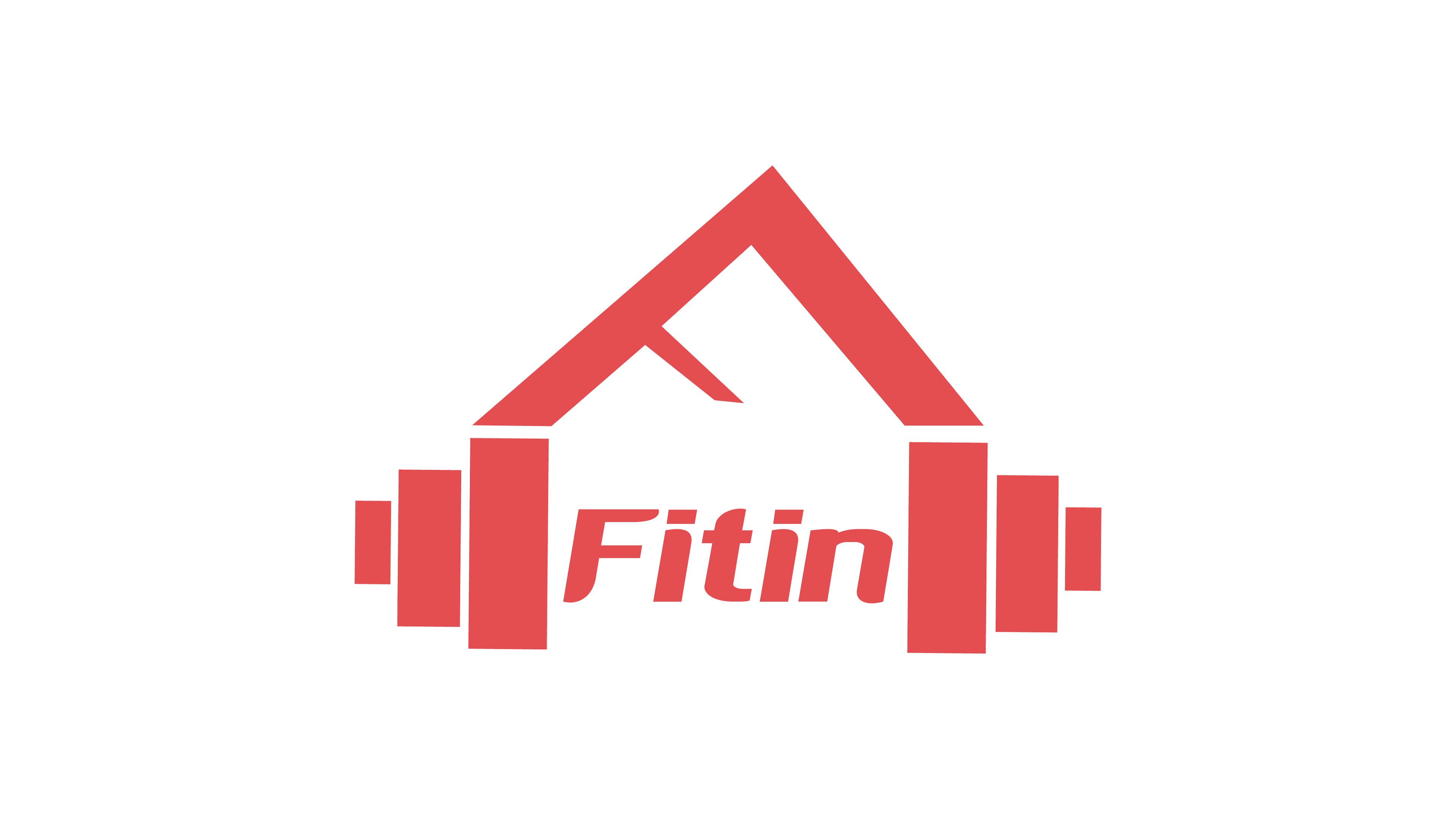Conceptual logo design for an at-home fitness company. House and roof elements symbolize working out from home, while the logotype conveys a strong, fitness-inspired aesthetic. The overall design communicates accessibility, motivation, and modern at-home training.