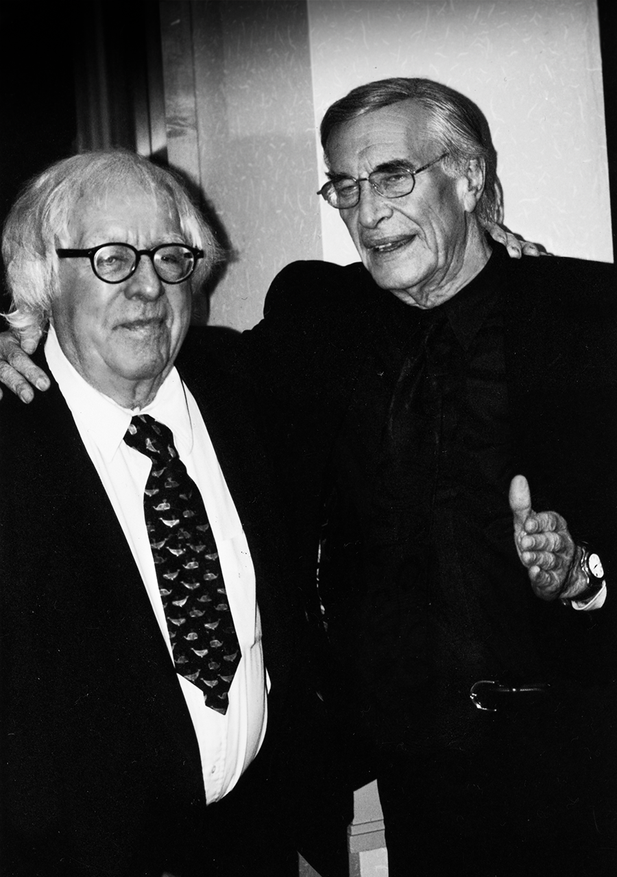 Matin Landau with his arm around Ray Bradbury