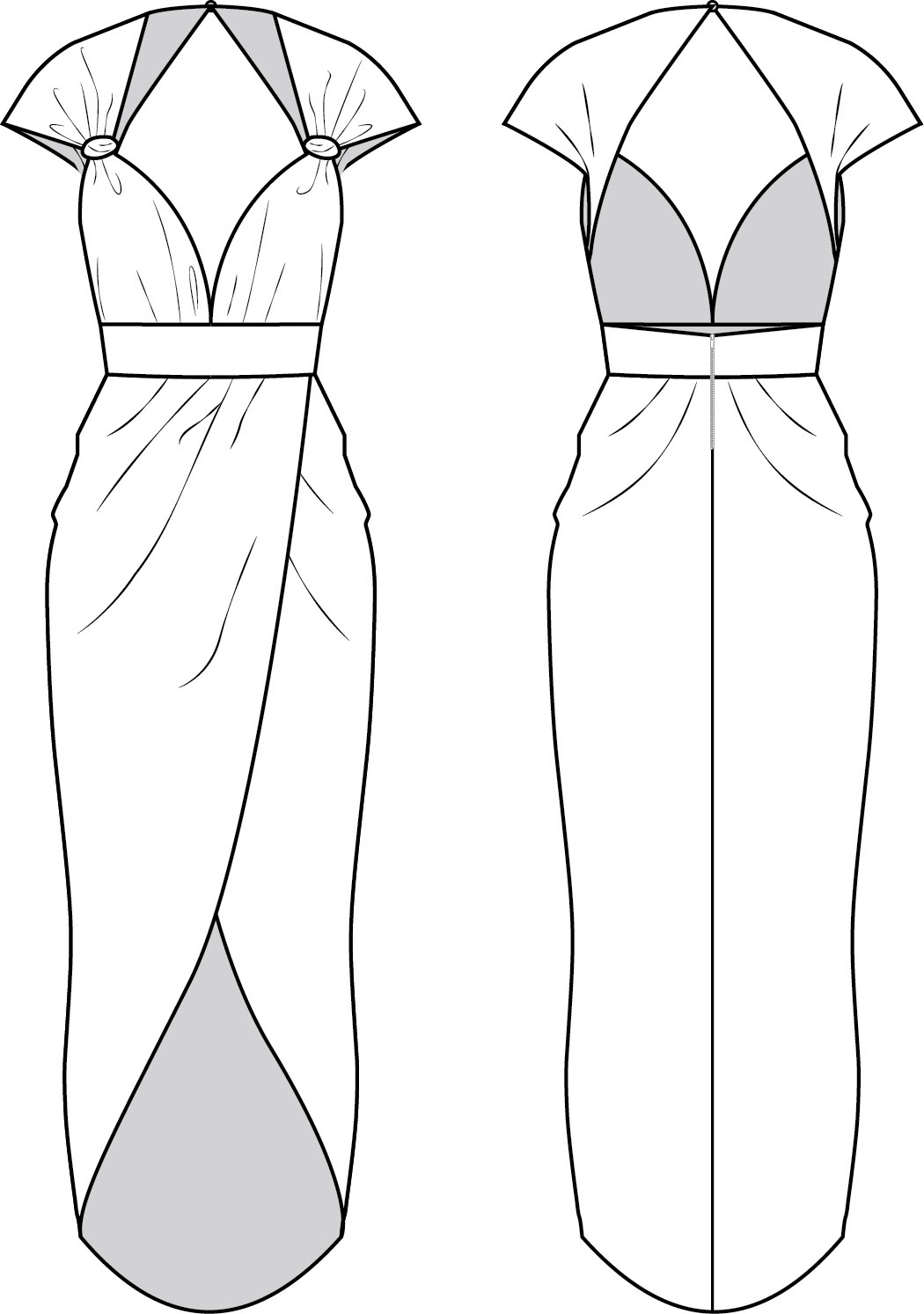 Initial drawing of design inspired by Elie Saab's Haute Couture exclusive 20/21 collection