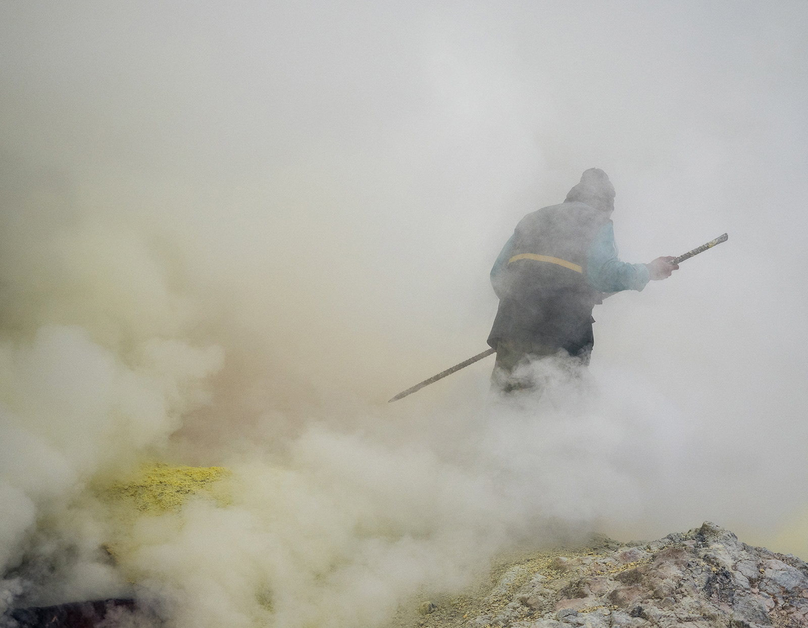 Sulfur mining, Volcano Ijen, Java, Indonesia