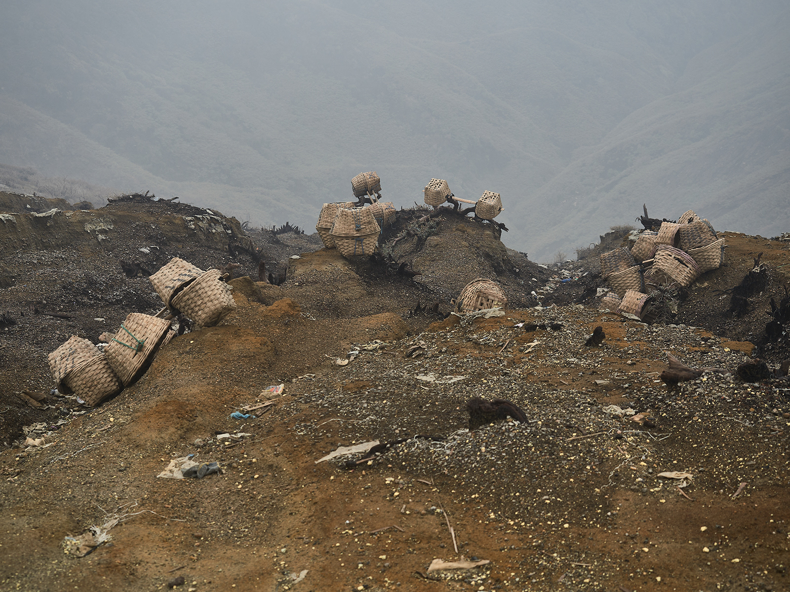 Sulfur mining, Volcano Ijen, Java, Indonesia
