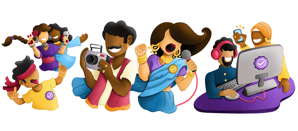 Sharechat: Creator badge website illustration