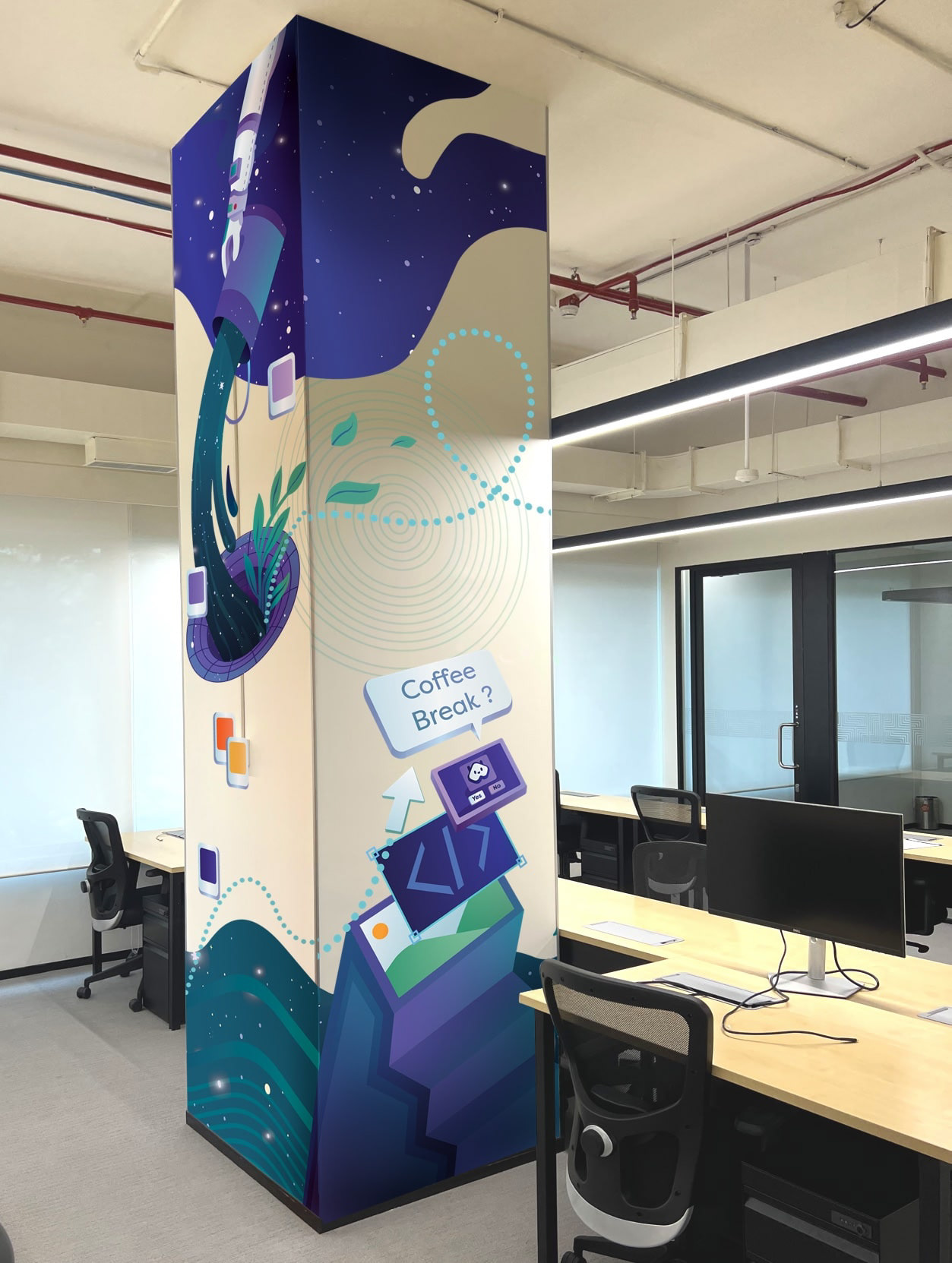 Design, marketing & product room: Pillar mock-up