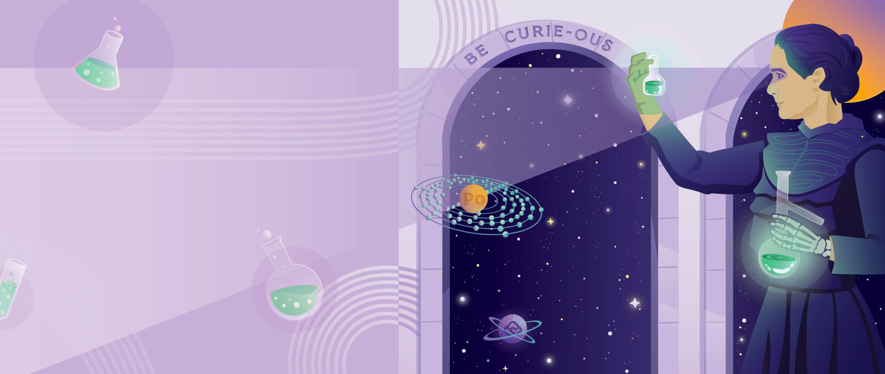 Marie Curie: Digital art for vinyl wallpaper