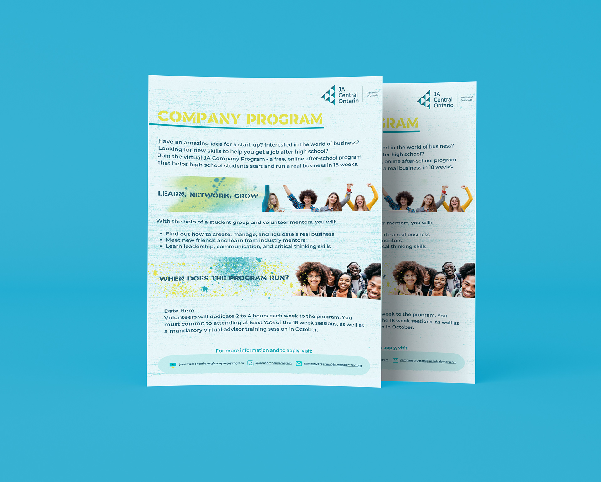 Program information sheet for "Company Program" program with JA Central Ontario